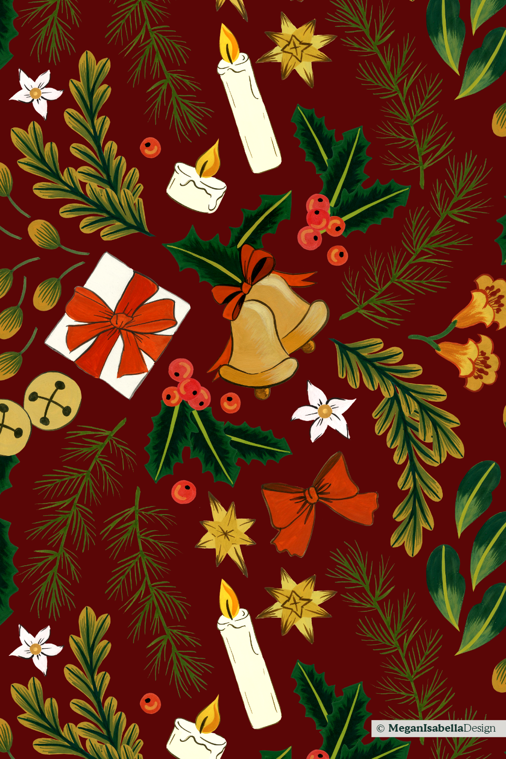 Jingle Bells Pattern - Wine