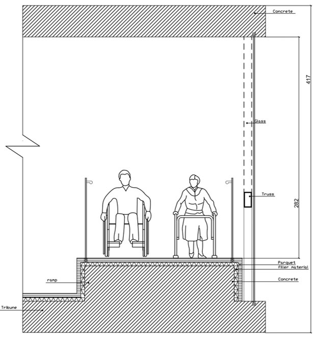 Connection ramp to the external wall
