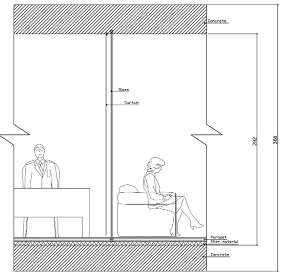 Connection between office and waiting hall