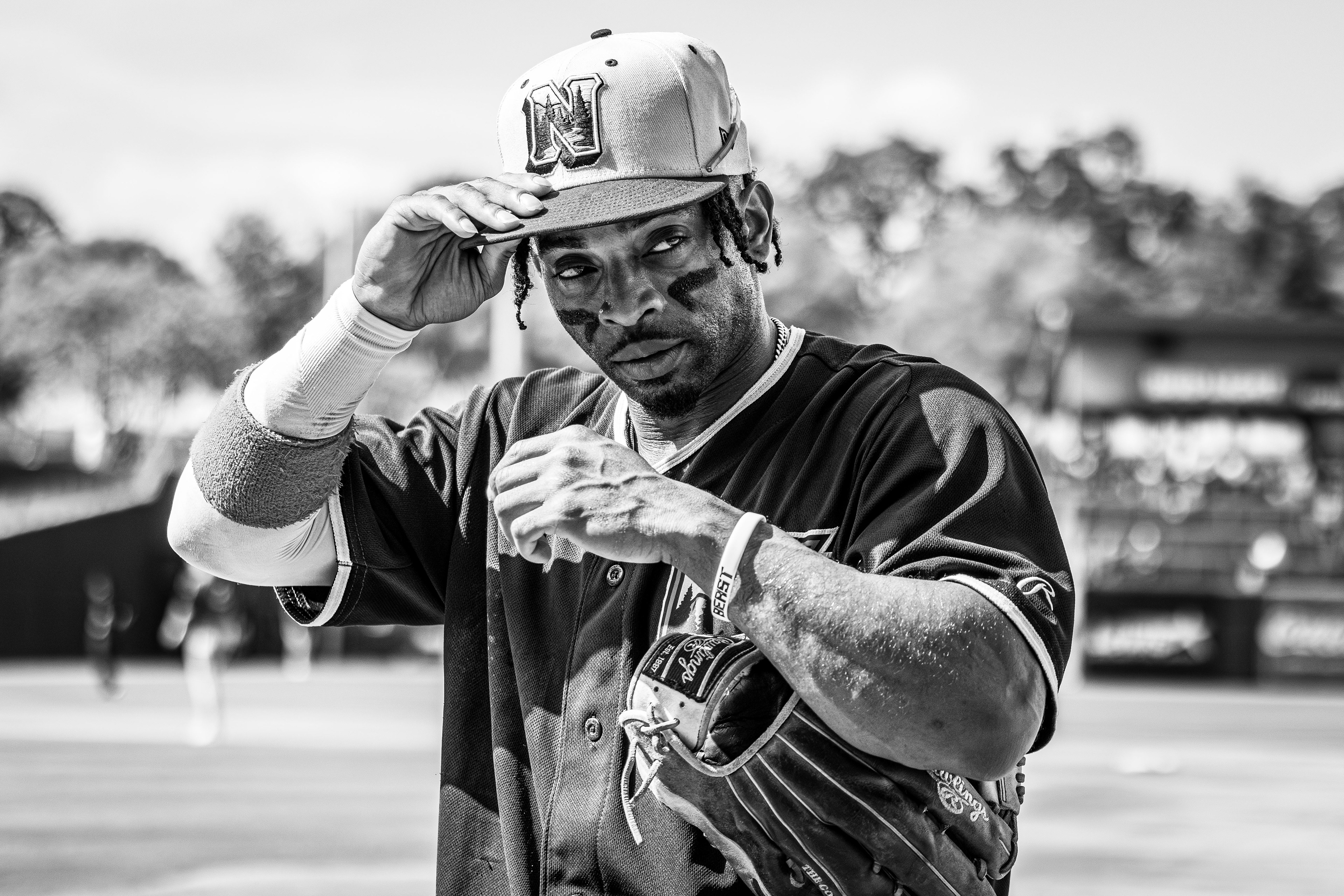 Northwest Arkansas Naturals fielder Rudy Martin, Jr. walks back to the dugout in the game against the Wichita Wind Surge at Arvest Ballpark, located in Springdale, Arkansas, on June 5, 2025.