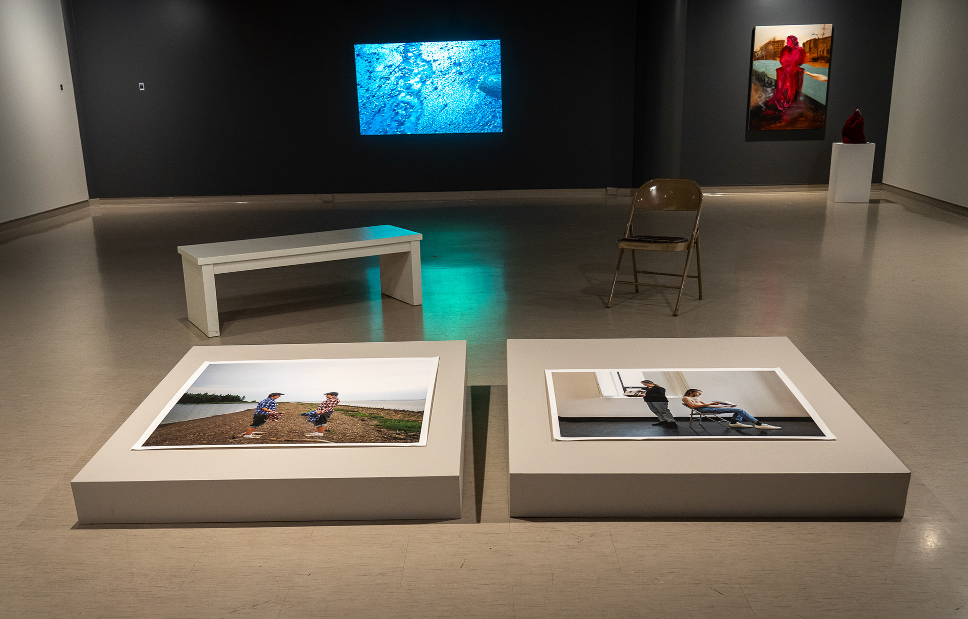 Framed photographs installed on gallery floor at Study for a Curator’s Talk, Ottawa 2024