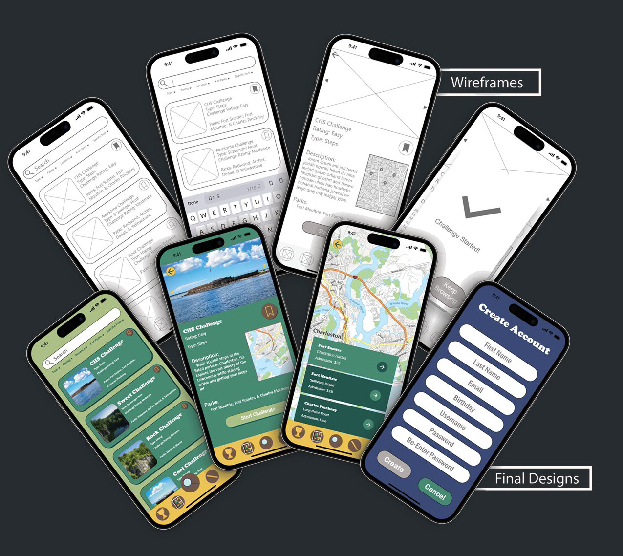App wireframe / mockup design