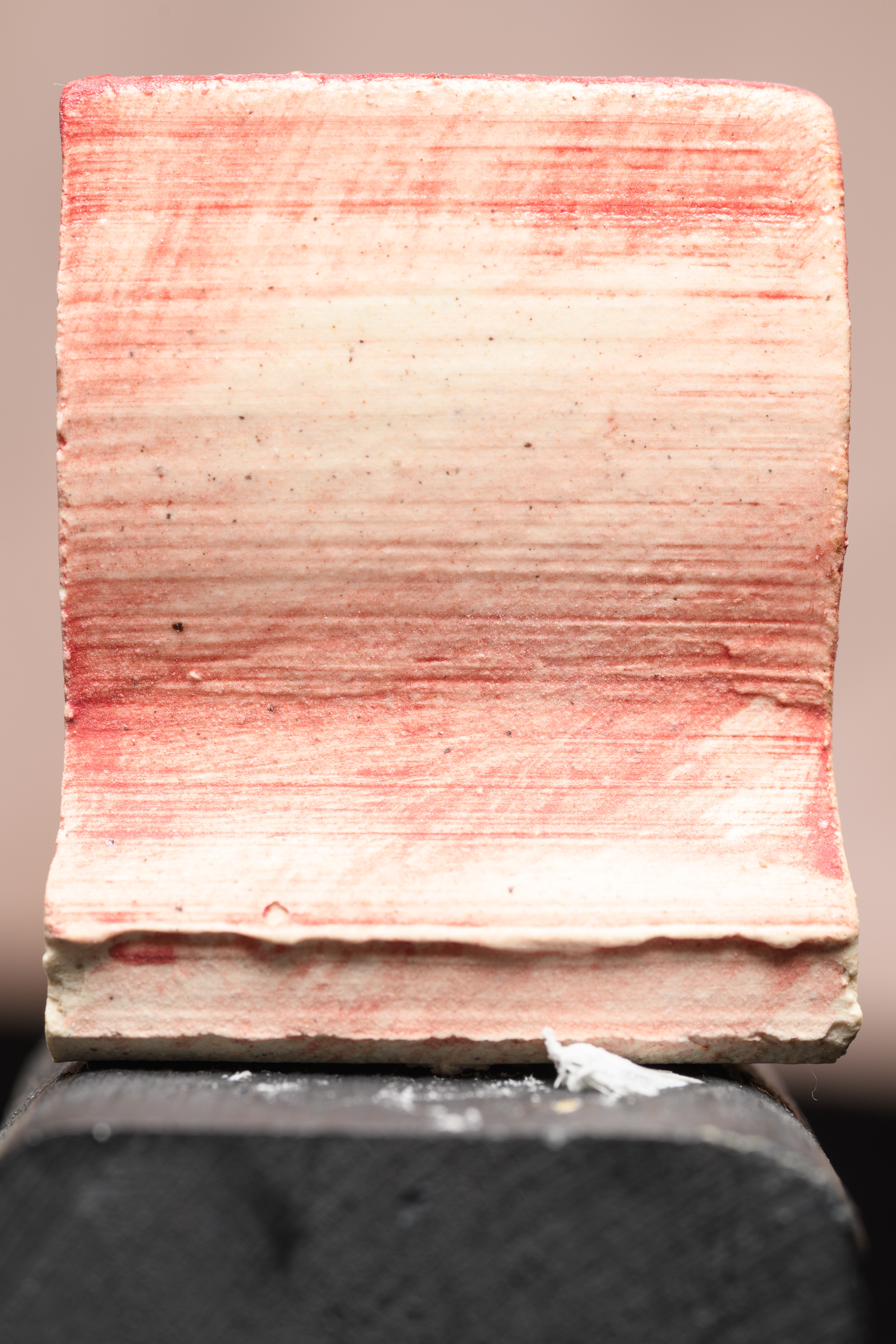 Studio red underglaze, clear