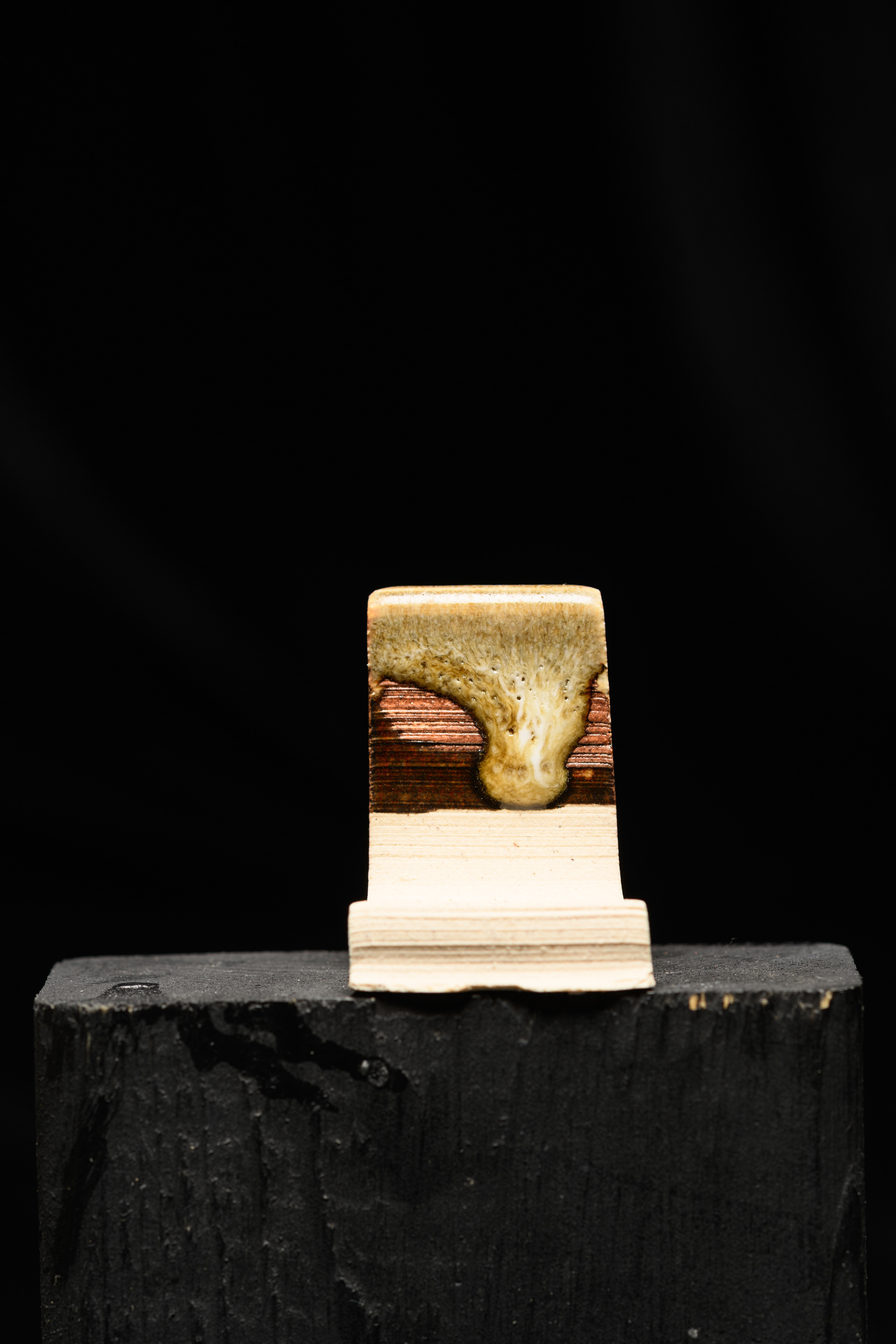 Anti, unicorn, anti on brown underglaze