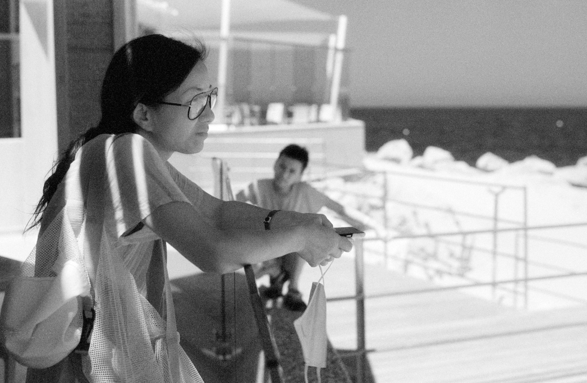 Ilford SFX infrared film. Interesting that sunglasses are transparent to infrared.