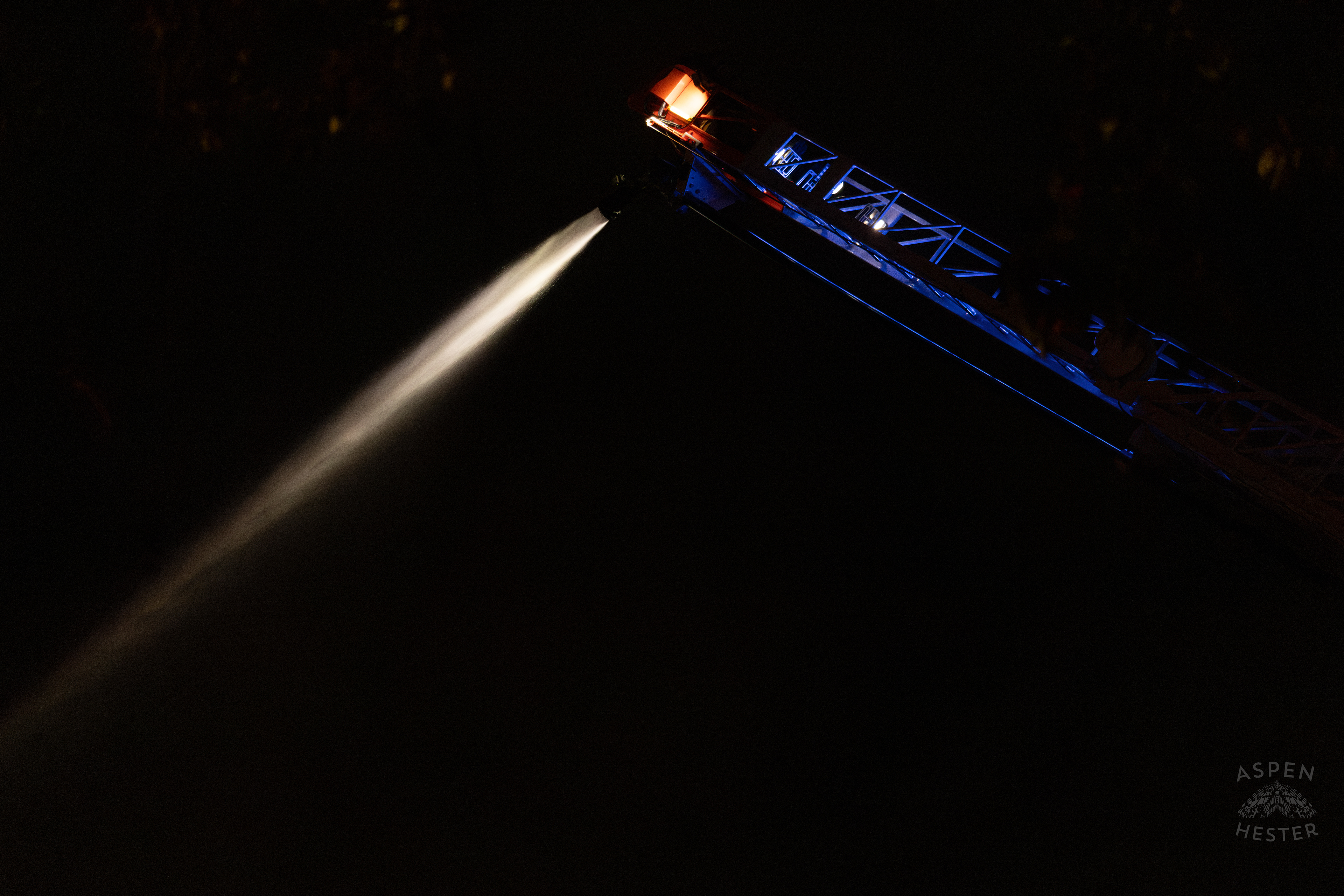 Firefighters Using an Aerial Hose to Battle the Massive 3 Alarm Blaze Engulfing The Vacant St. Paul's German Evangelical Church on East Broadway. October 9th, 2024/Aspen Hester