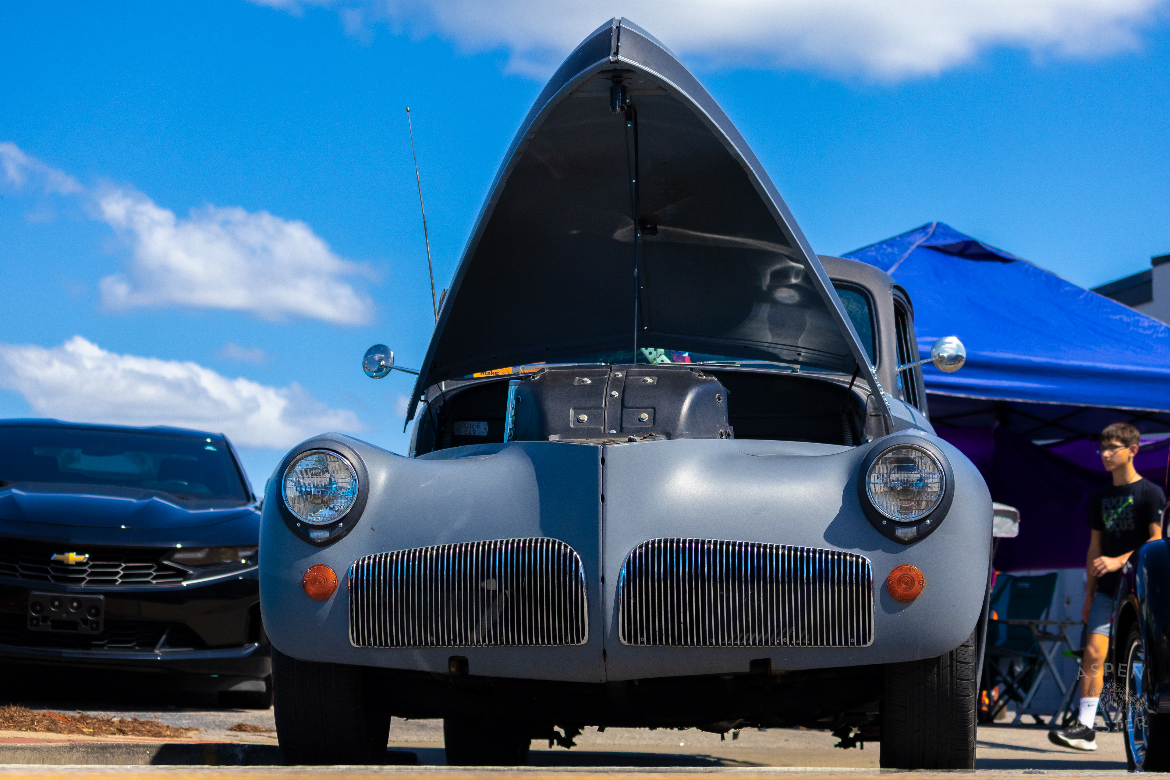 A Matte Gray 1941 Studebaker President on Display at The 2024 Jeffersontown Gaslight Festival. September 15th, 2024/Aspen Hester