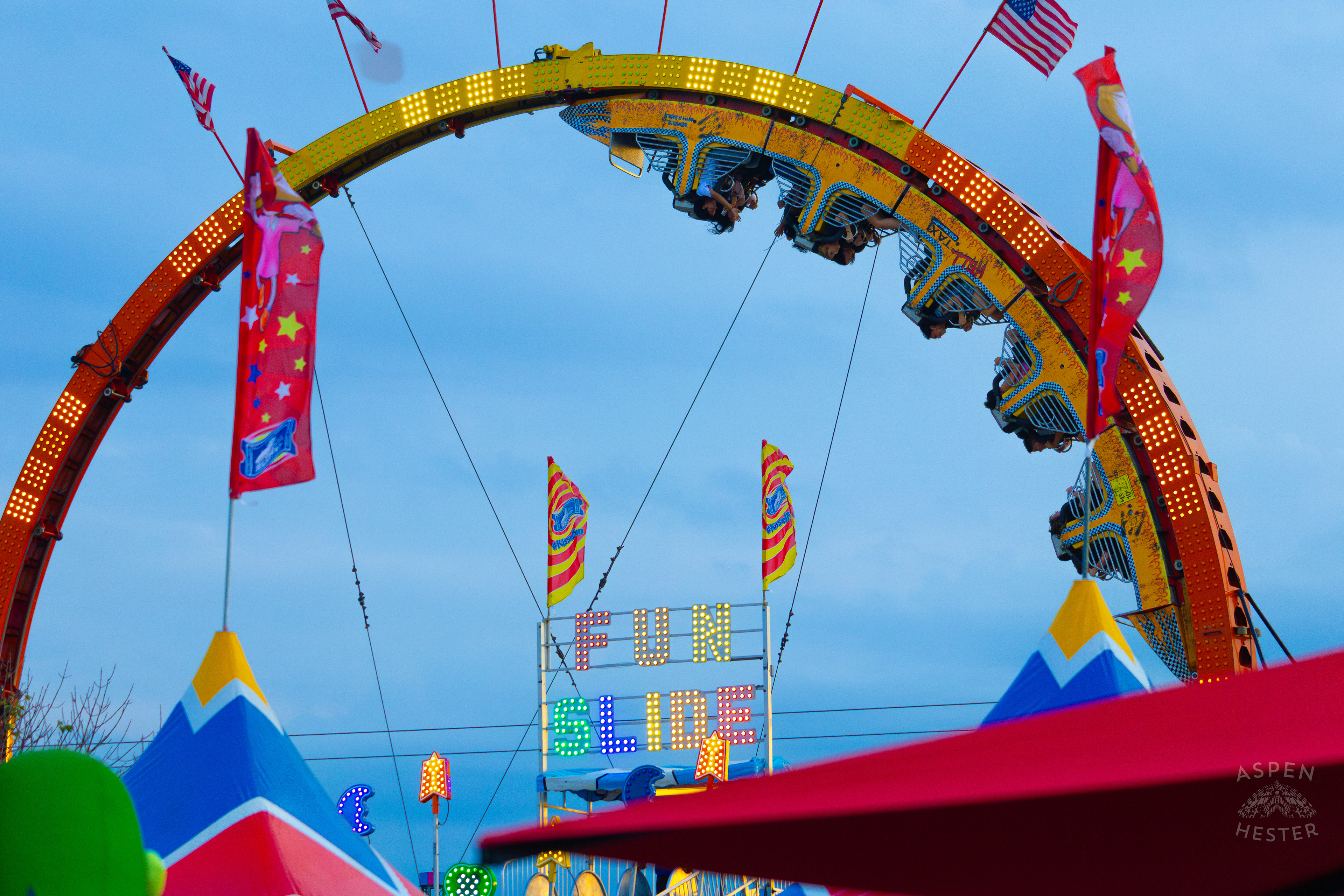 Fair Goers Fully 360 on A Ride at The 120th Kentucky State Fair. July 15th, 2024/Aspen Hester