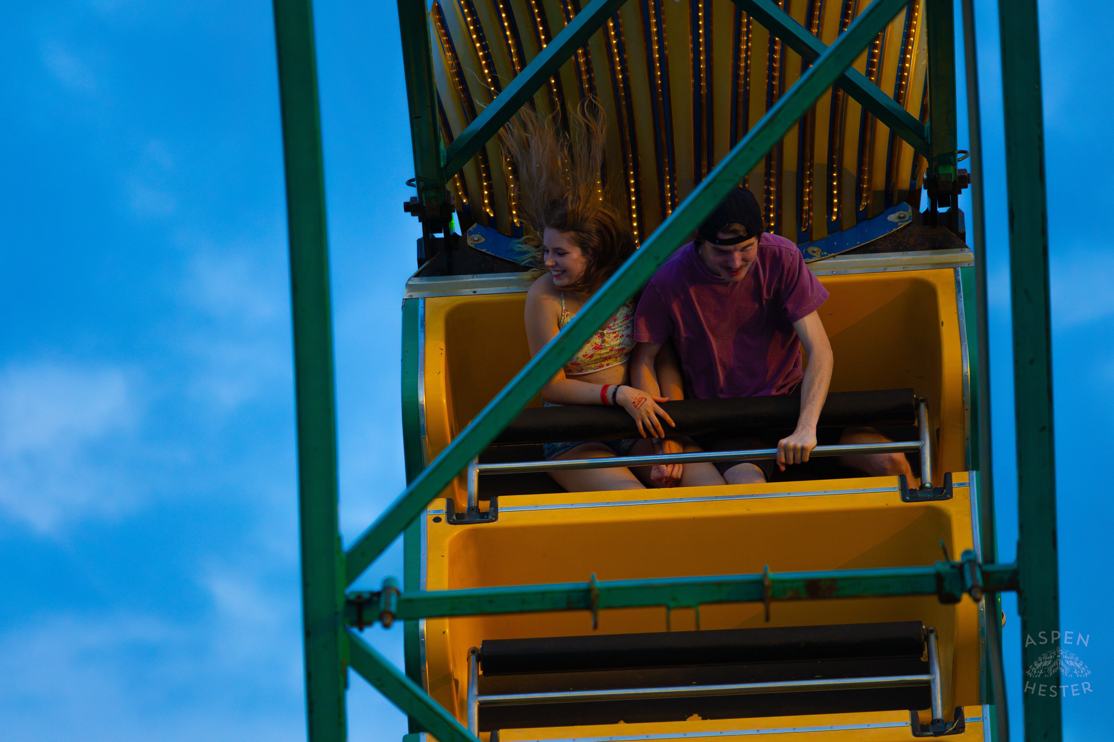 Fair Goers on Pharaoh's Fury Pirate Ship at The 120th Kentucky State Fair. July 15th, 2024/Aspen Hester