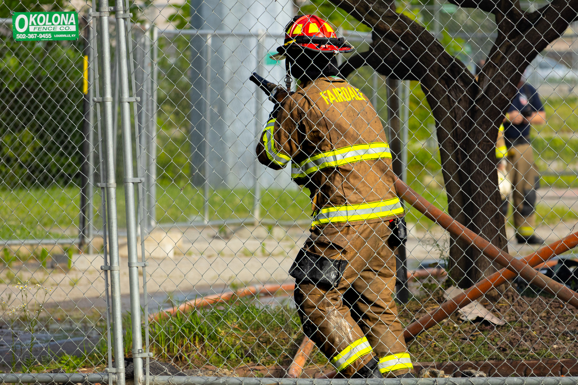 Fairdale Firefighter Battling Flames at The Old Library on Preston Highway. May 31st, 2024/Aspen Hester
