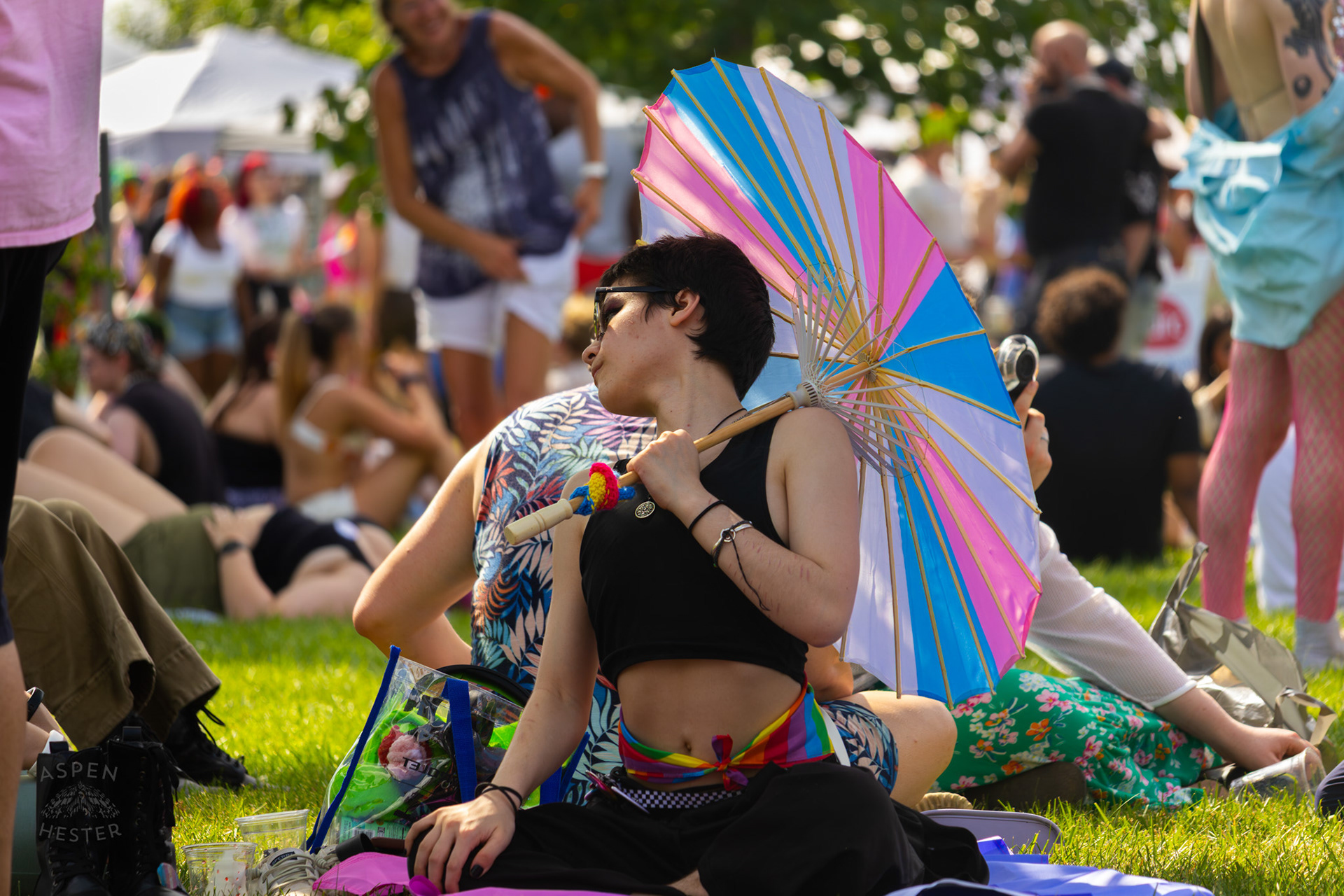 This Year's Popular Accessory, Pride Parasols All Over Kentuckiana Pride 2025. June 21th, 2025/Aspen Hester  