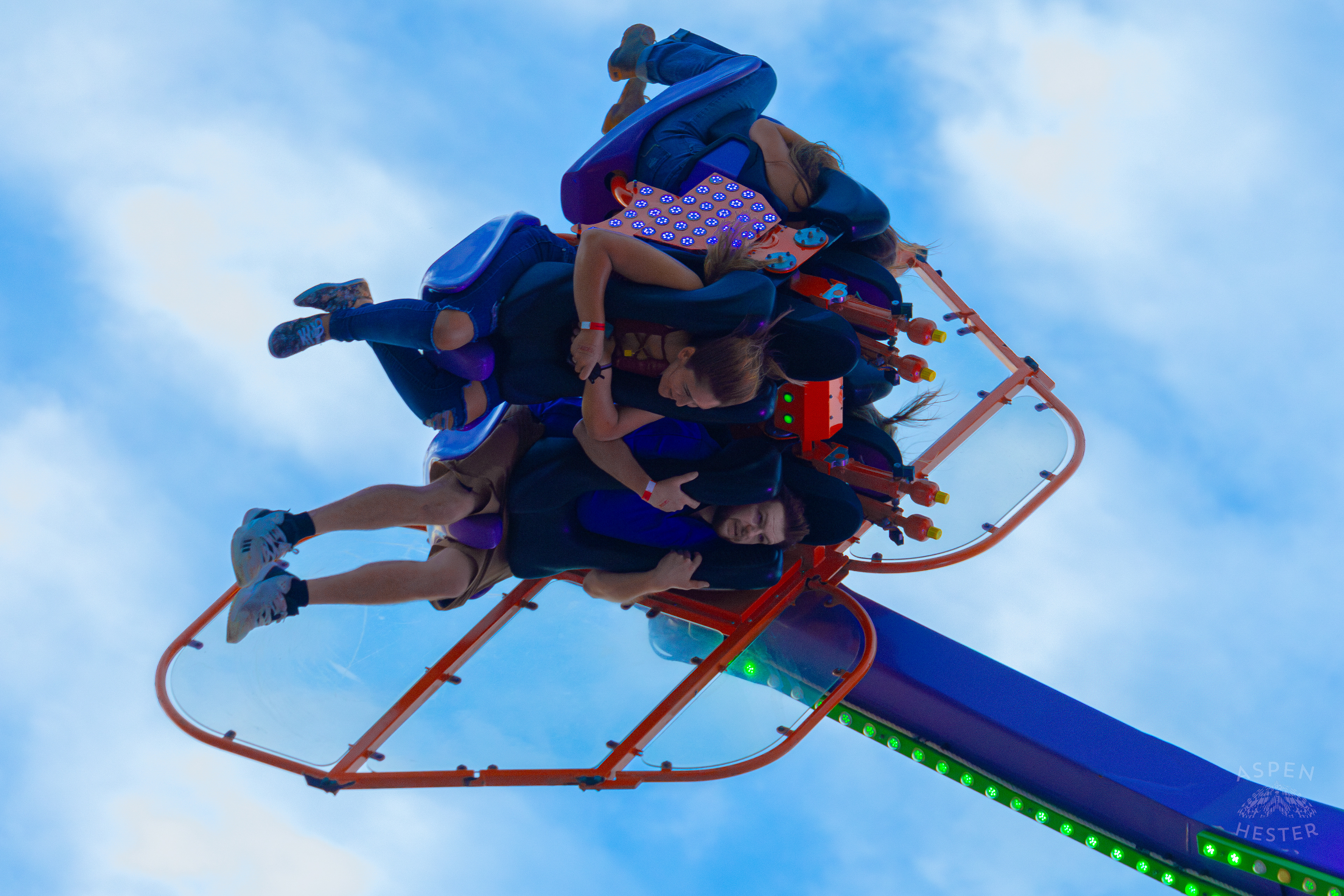 Fair Goers Spinning and Flipping Around The Sky in the Alter Ego at The 120th Kentucky State Fair. July 15th, 2024/Aspen Hester