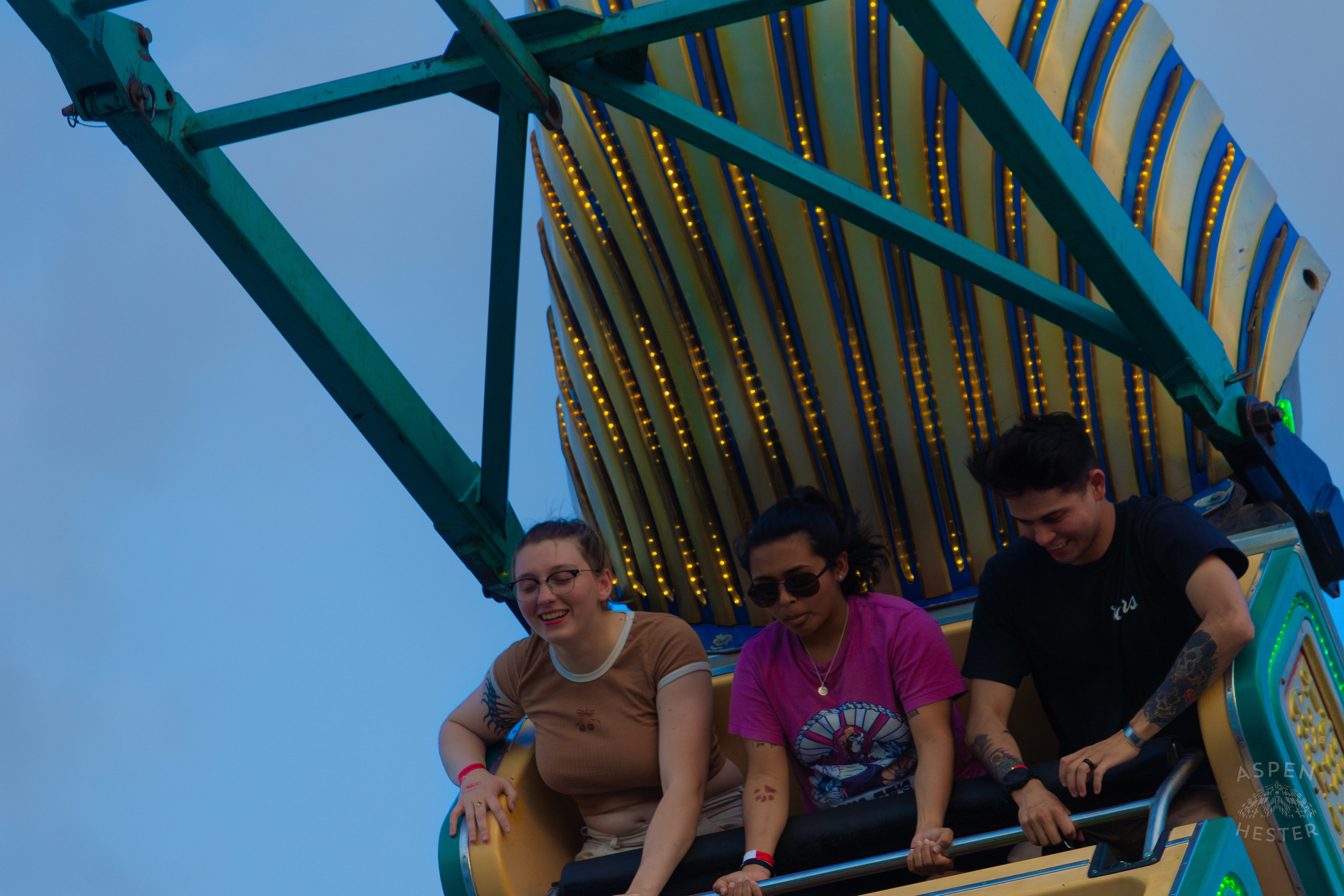Fair Goers on Pharaoh's Fury Pirate Ship at The 120th Kentucky State Fair. July 15th, 2024/Aspen Hester