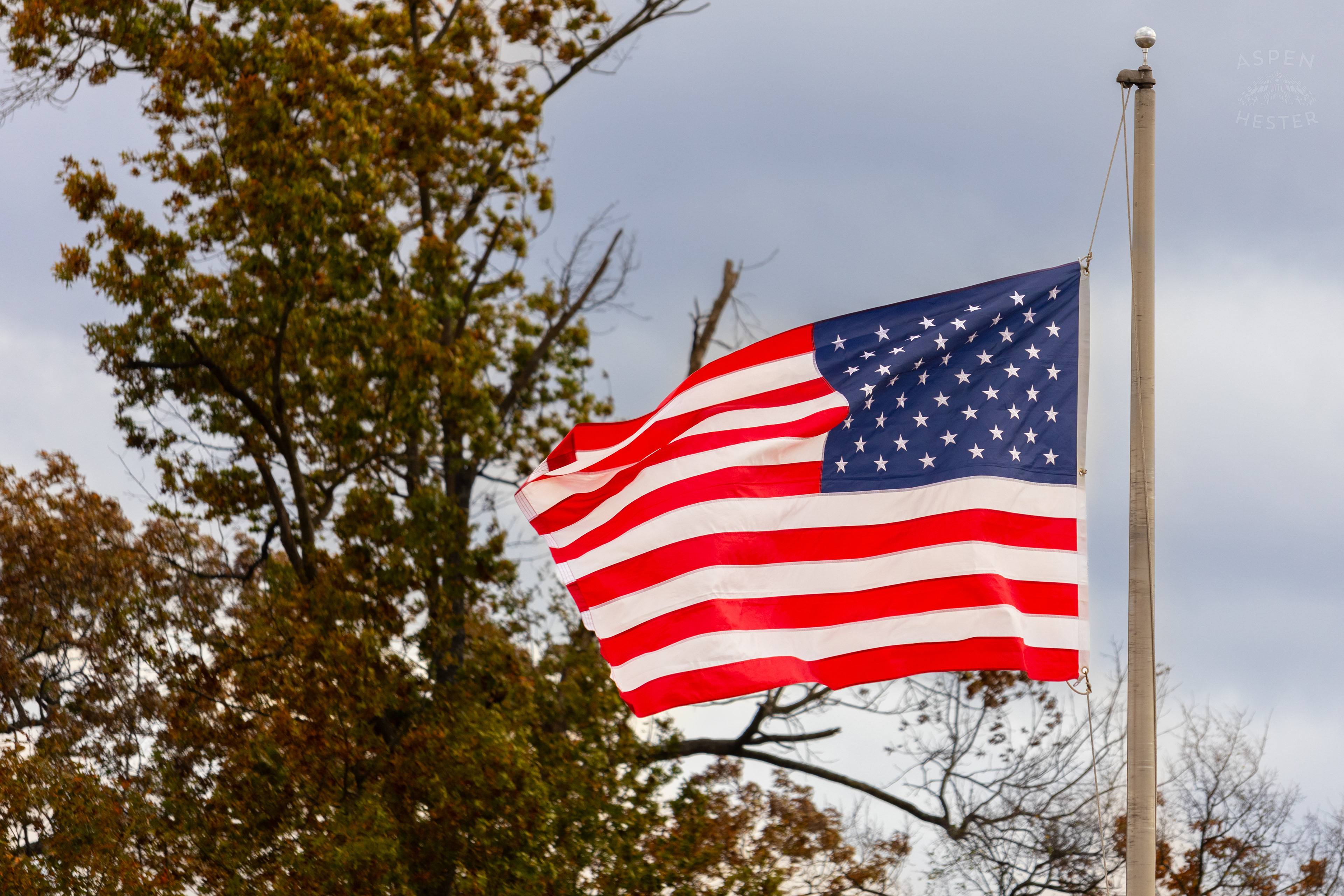 American Flag Flying Outside Bullitt Central High School, A Polling Place for The 2024 Election in Bullitt County. November 5th, 2024/Aspen Hester