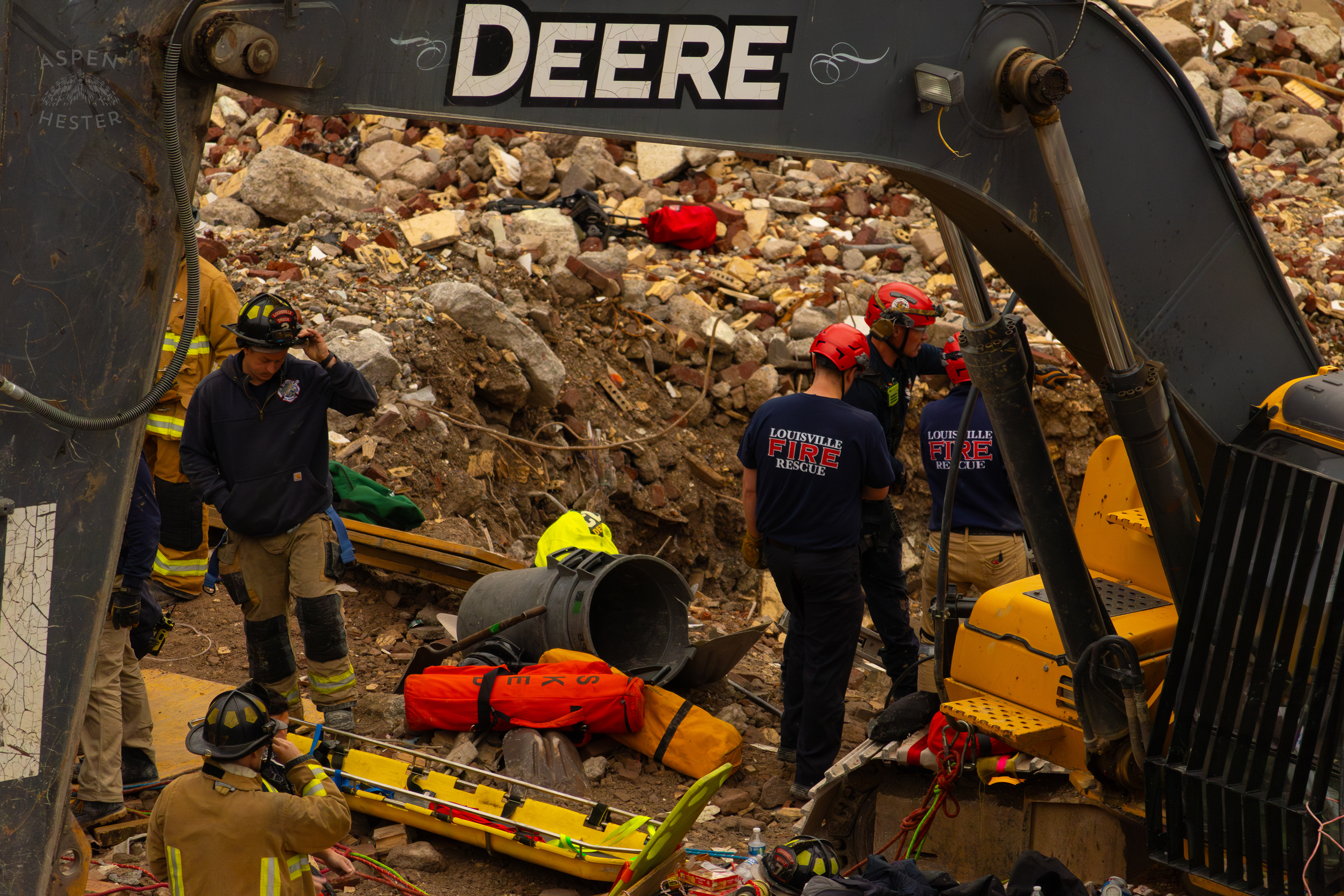 Crew Members Working Above Ground During the 8+ Hour LFD Effort to Free A Trapped Demo Worker. November 11th, 2024/Aspen Hester