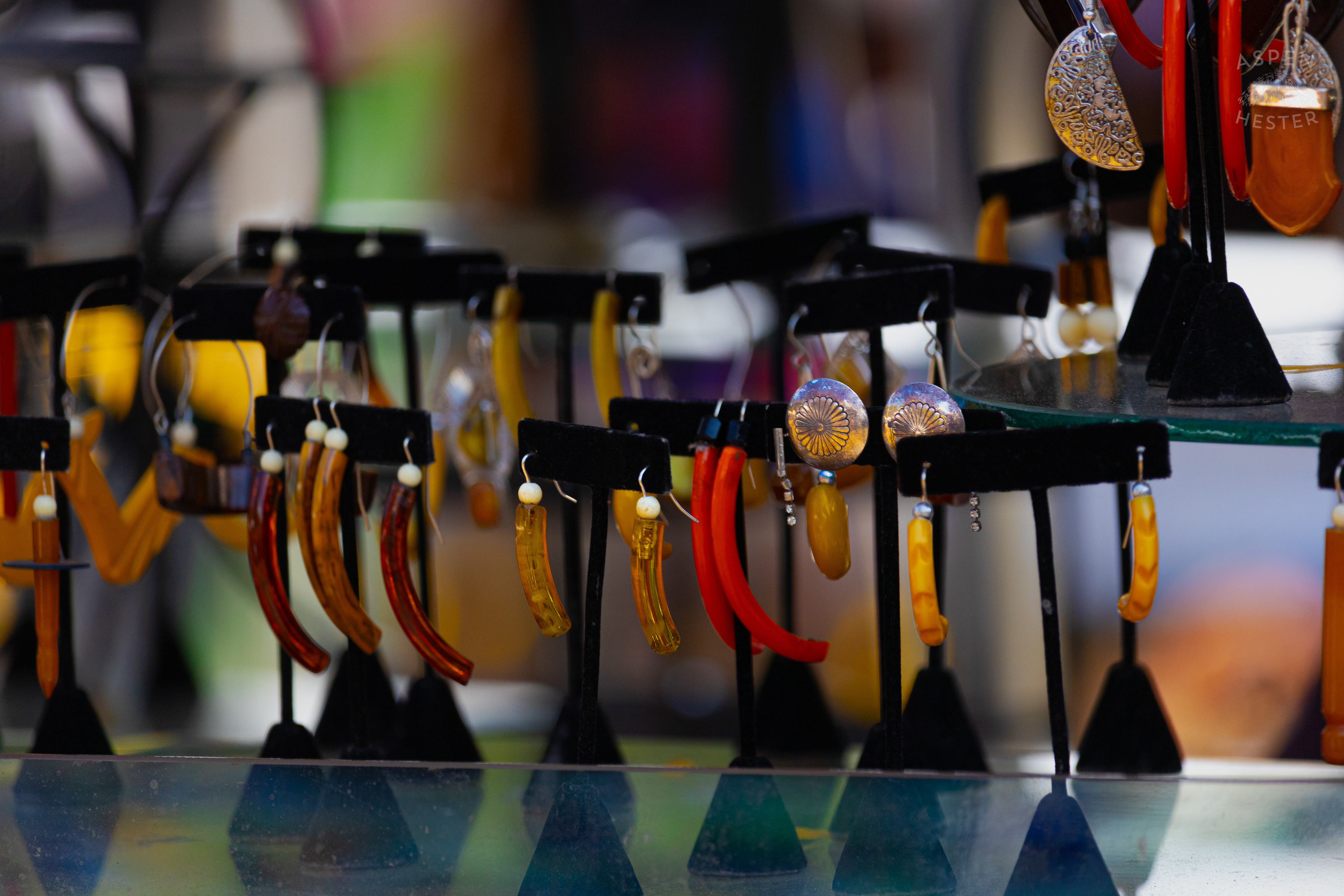 Earrings Being Sold by Foundation International at Opening Day of The 22nd Annual WorldFest. August 30th, 2024. Aspen Hester
