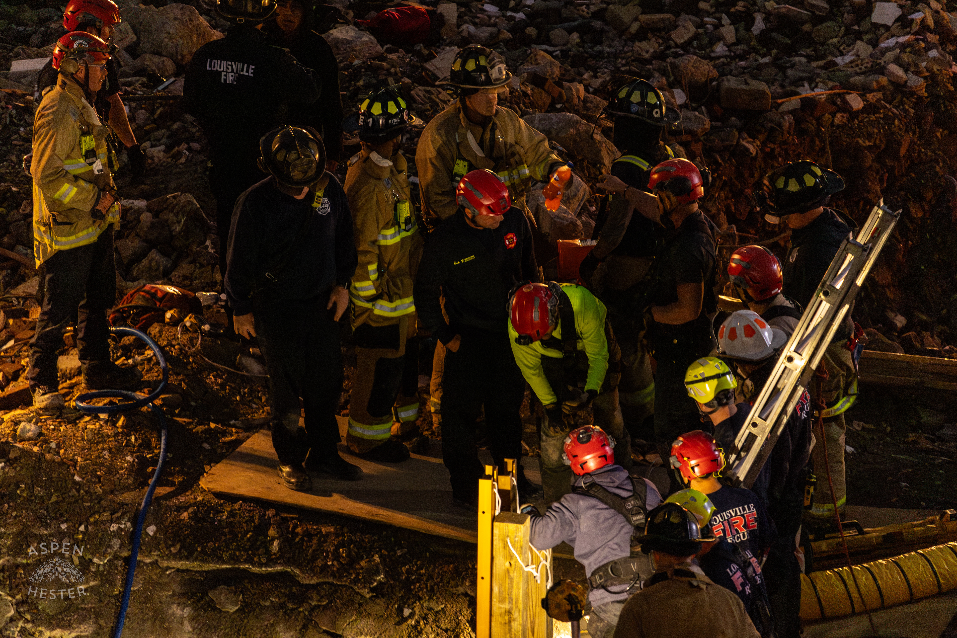 Crew Members Working Above Ground During the 8+ Hour LFD Effort to Free A Trapped Demo Worker. November 11th, 2024/Aspen Hester