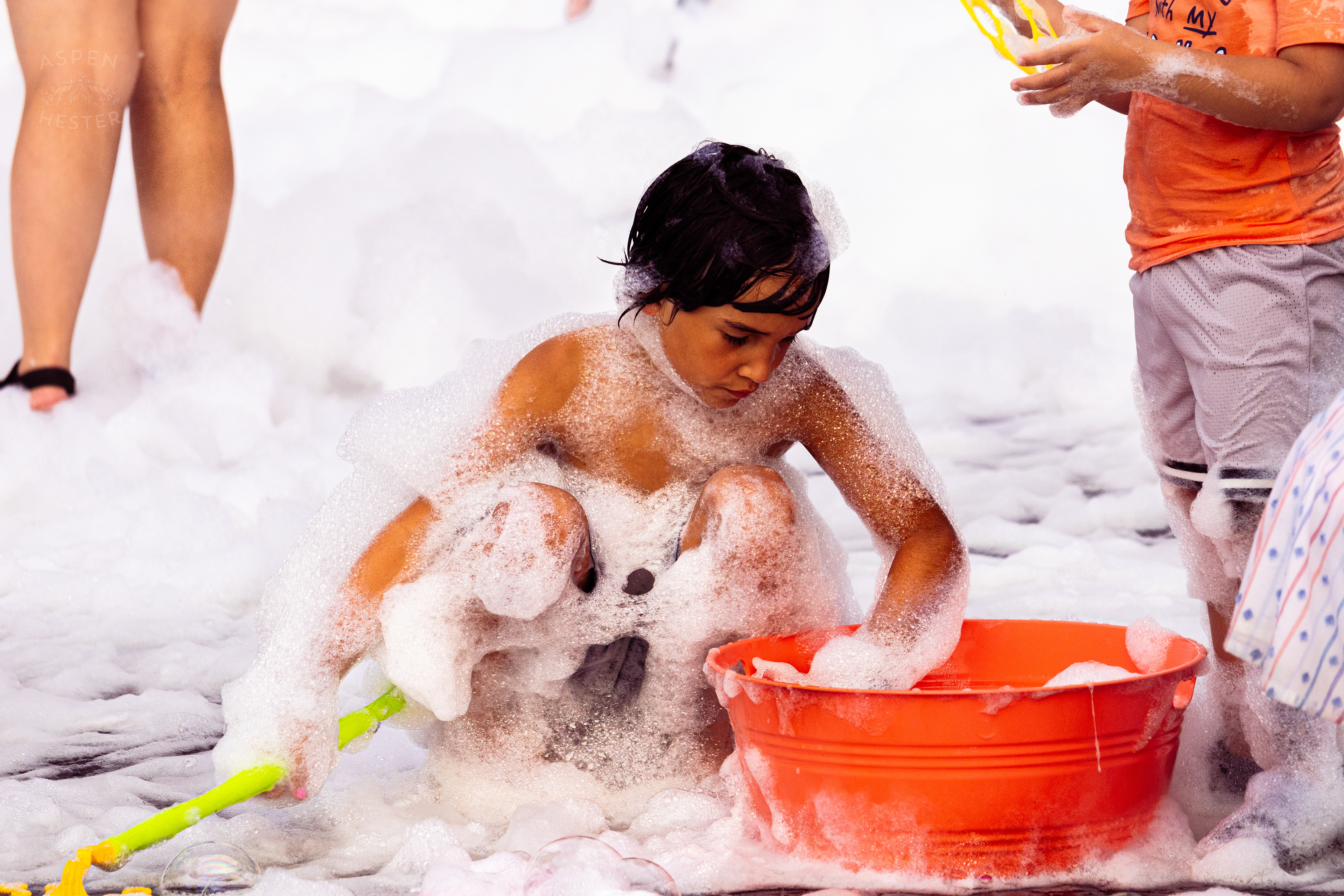 Kid Playing in the Bubble Party at Waterfront Park Fourth of July. July 4th, 2024/Aspen Hester