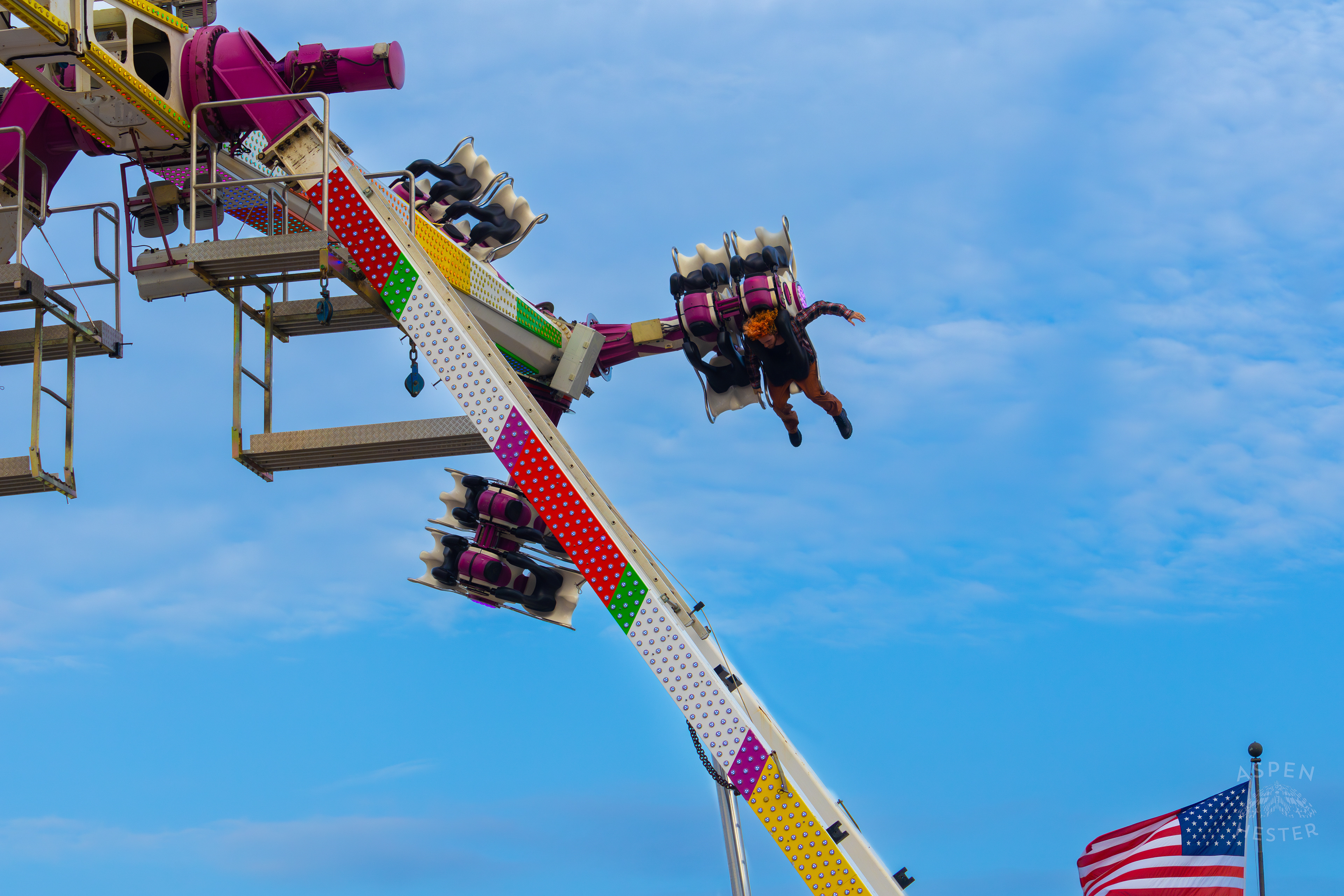 Fair Goers Spinning Around The Sky in the Nemeses 360 at The 120th Kentucky State Fair. July 15th, 2024/Aspen Hester