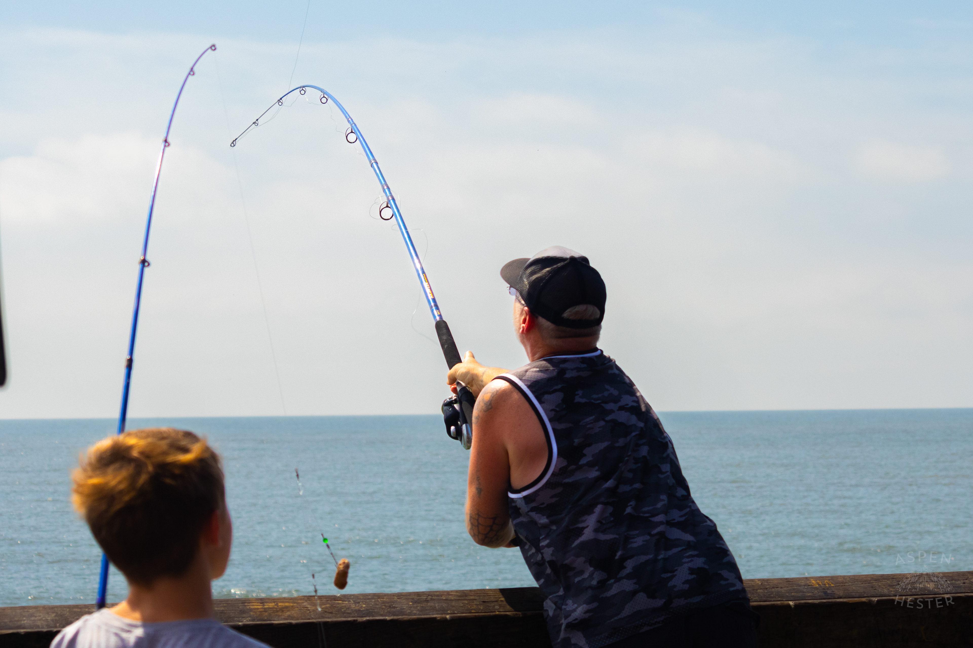 Fisherman with A Bite on The Tybee Island Pier and Pavilion on Tybee Island Georgia. June 27th, 2024/Aspen Hester