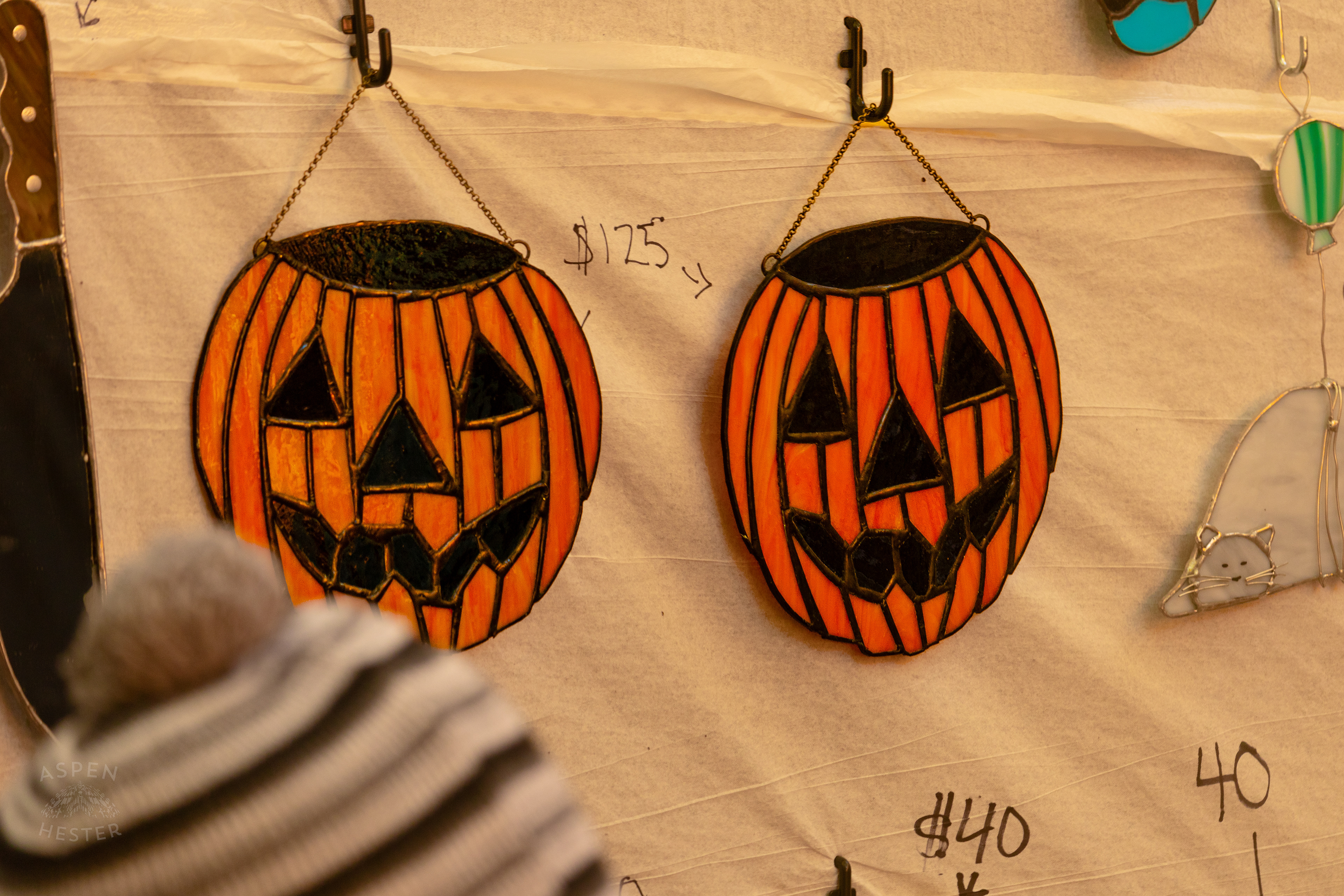 Stained Glass Jack-O-Lanterns Made by Barf Tart Art for Sale At The 2024 Louisville Unfair. October 5th, 2024/Aspen Hester