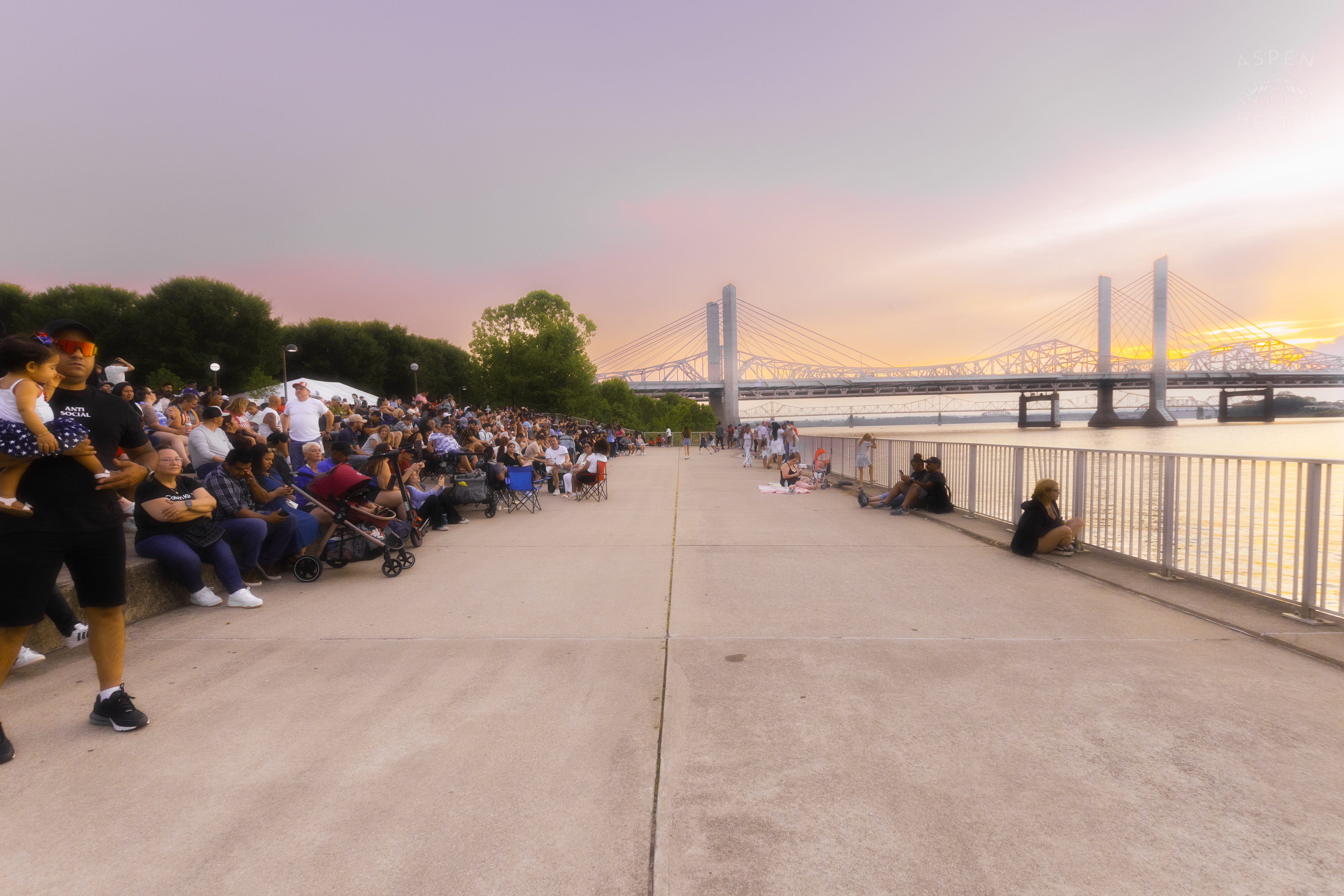 Crowds Gathering Early for the Fireworks Display at Waterfront Park 4th of July. July 4th, 2024/Aspen Hester