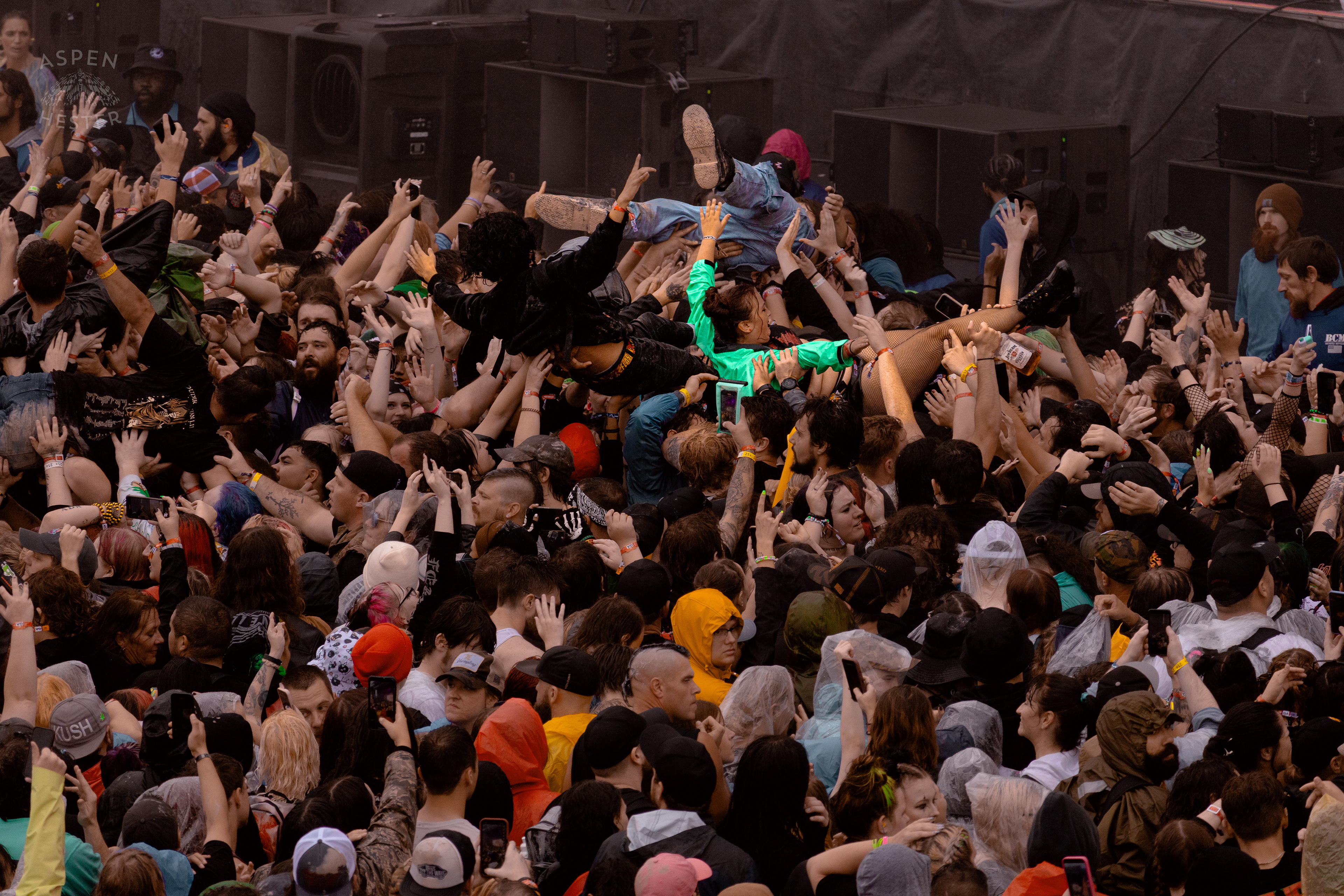 Crowd Surfers Durning Sleeping with Sirens Set at Louder than Life’s Saturday Shows. September 28th, 2024/Aspen Hester 