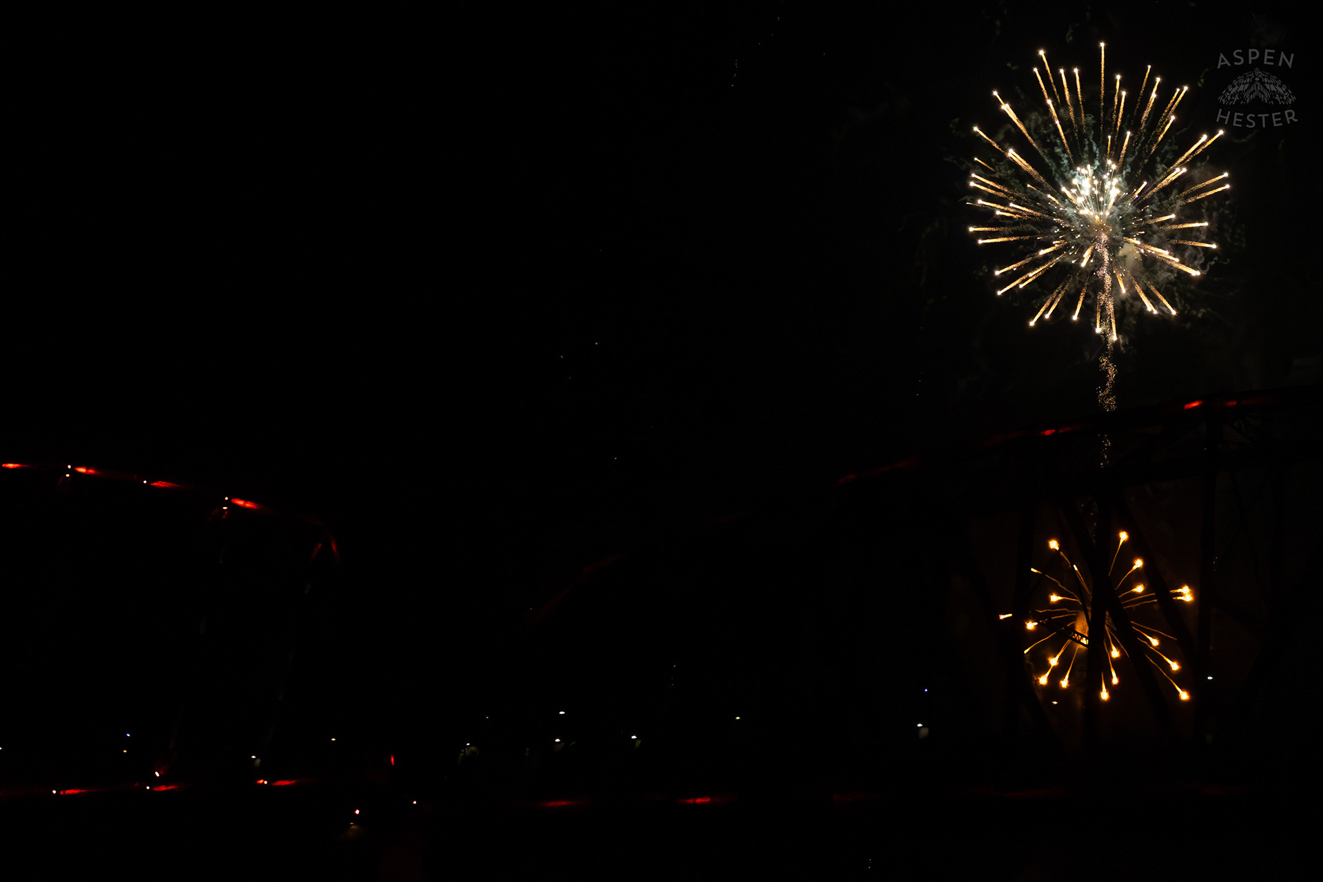 The Big Four Bridge During The Fireworks Show at Waterfront Park Fourth of July. July 4th, 2024/Aspen Hester
