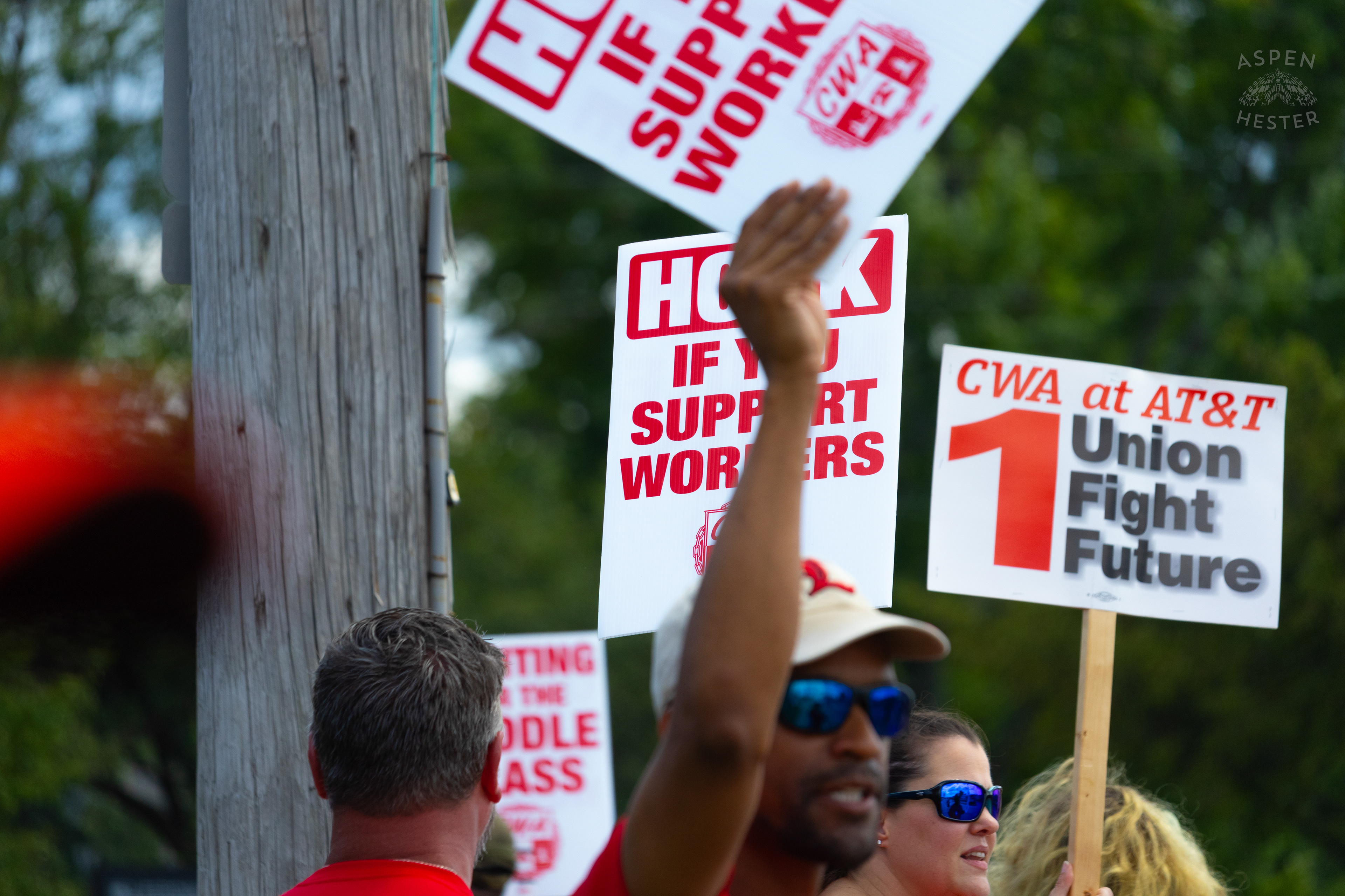 Members of The Communication Workers of America Union and Supporters Strike Against AT&T for Fair Pay and Benefits. August 18th, 2024/Aspen Hester