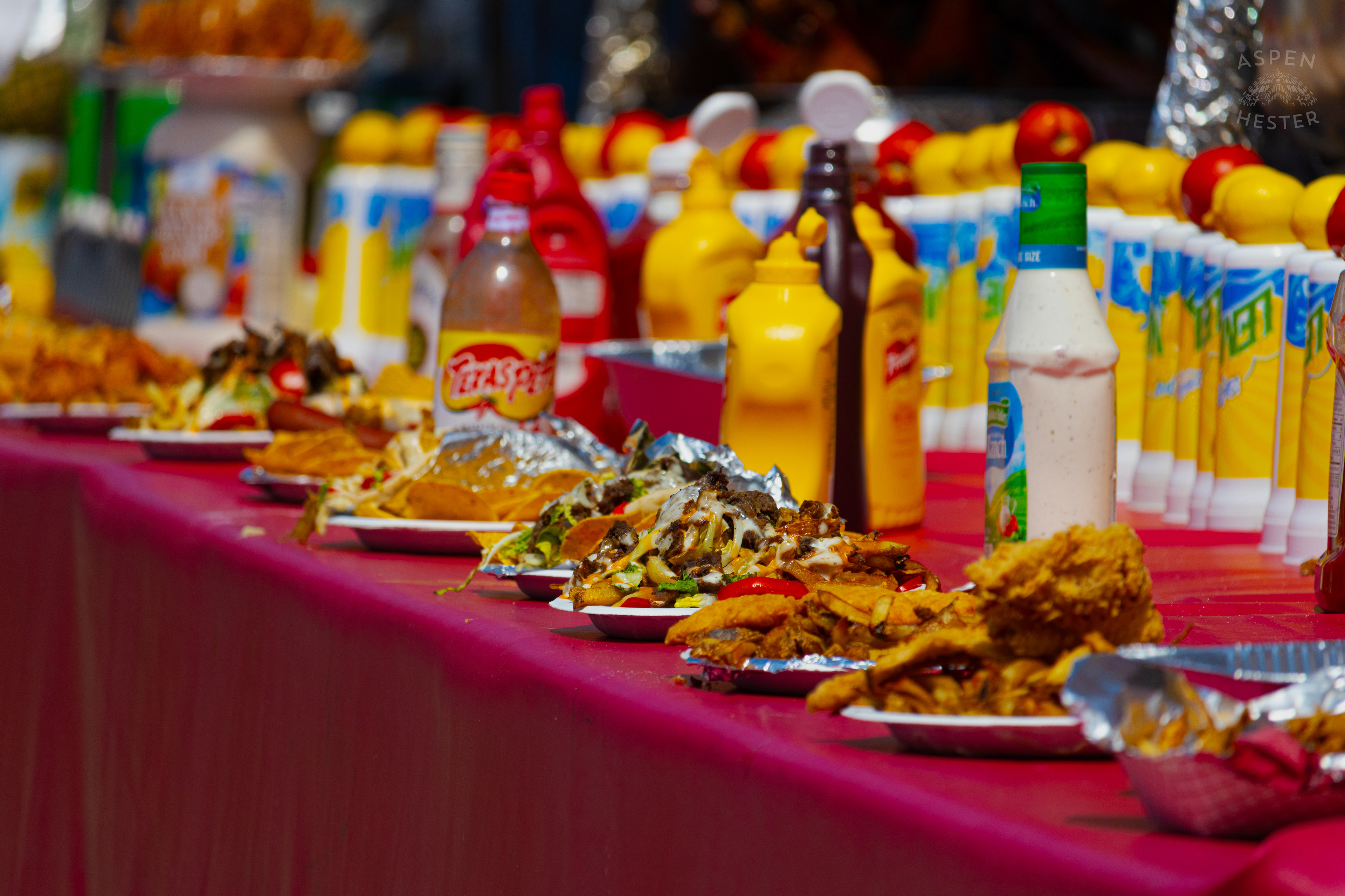 Hot and Ready Food Made by Grandpa's Grill At Opening Day of The 22nd Annual WorldFest. August 30th, 2024. Aspen Hester