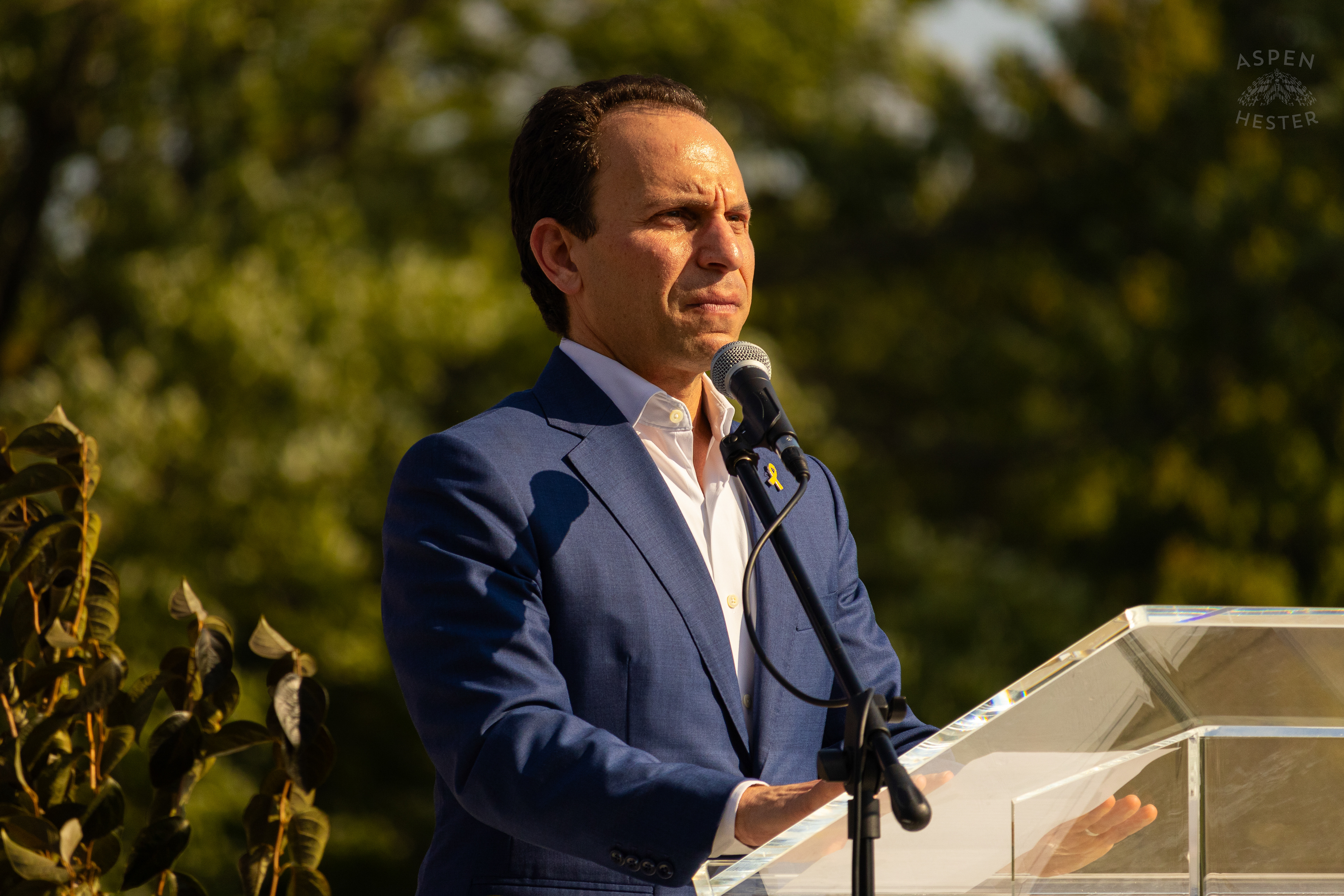 Mayor Craig Greenberg Addresses The Crowd Gathered at The Trager Jewish Community Center to Remember The Victims and Pray for Peace One Year After The October 7th 2023 Hamas Attack. October 6th, 2024/Aspen Hester