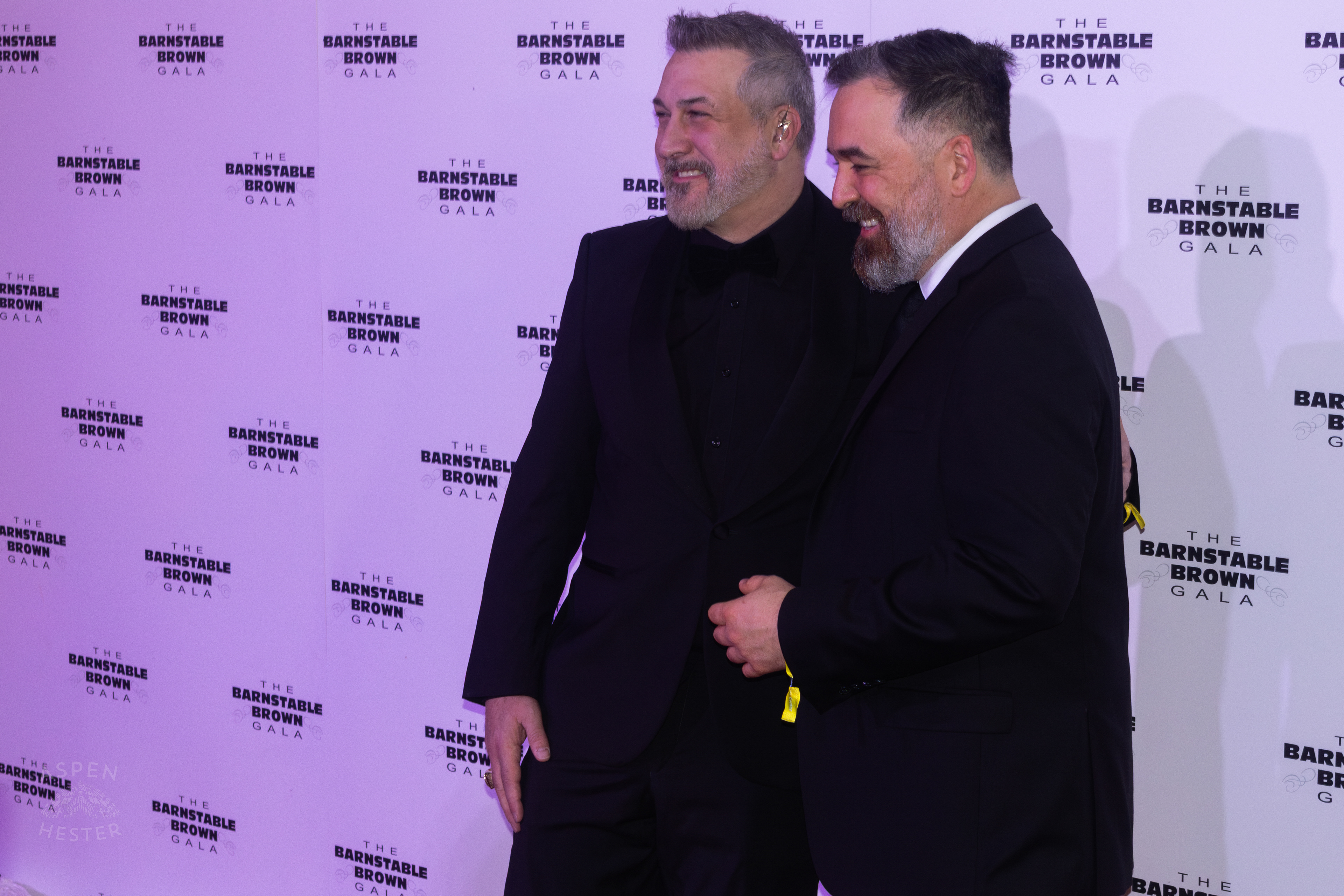 NSYNCs’ Joey Fatone and Impractical Jokers’ Q Pose on The Red Carpet at The 2025 Barnstable-Brown Gala. May 2nd, 2025/Aspen Hester
