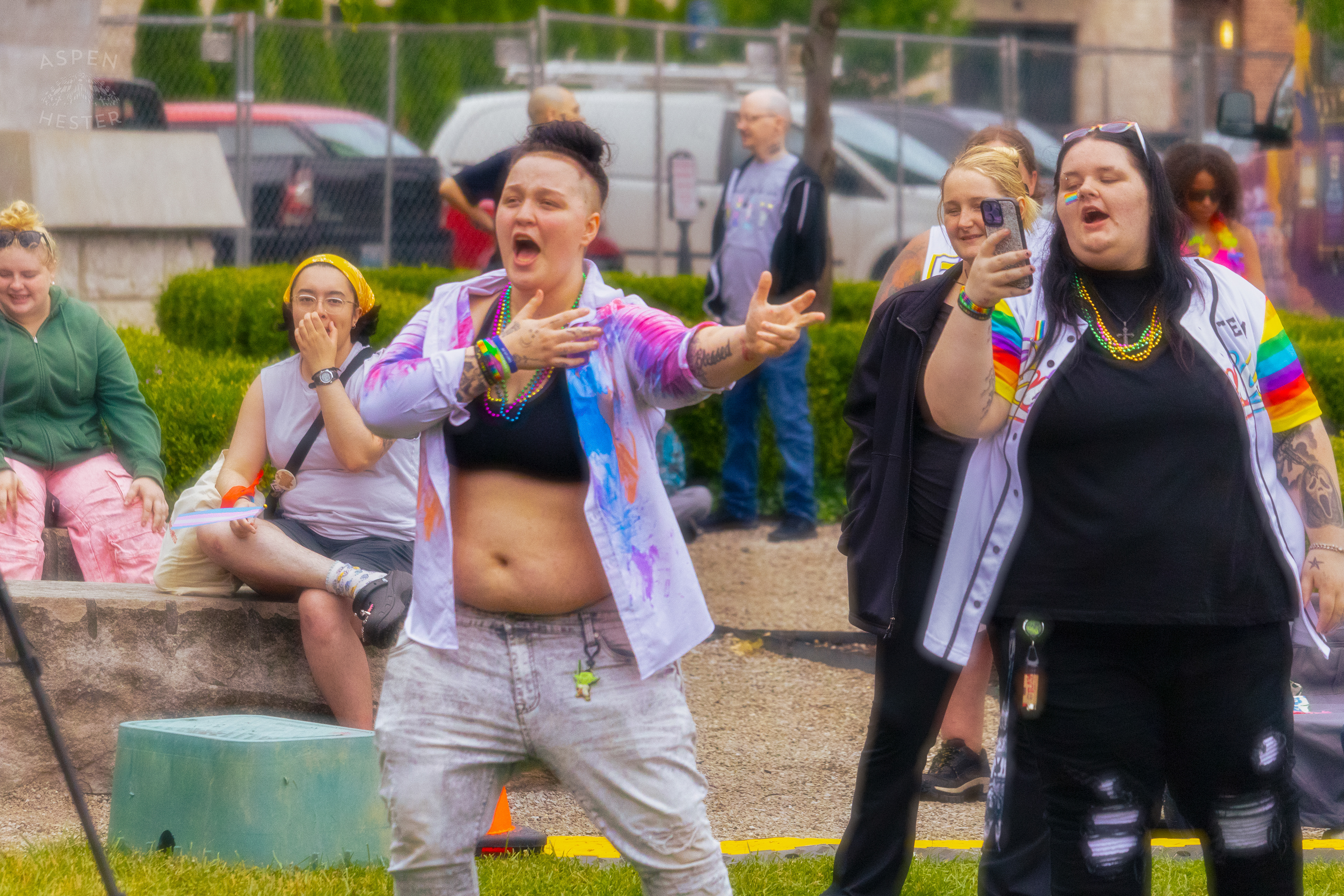 People Watching Pride Bar's Family Friendly Drag Show  Passionately Sing Along to 'Let It Go' Southern Indiana Pride. June 1st, 2024/Aspen Hester