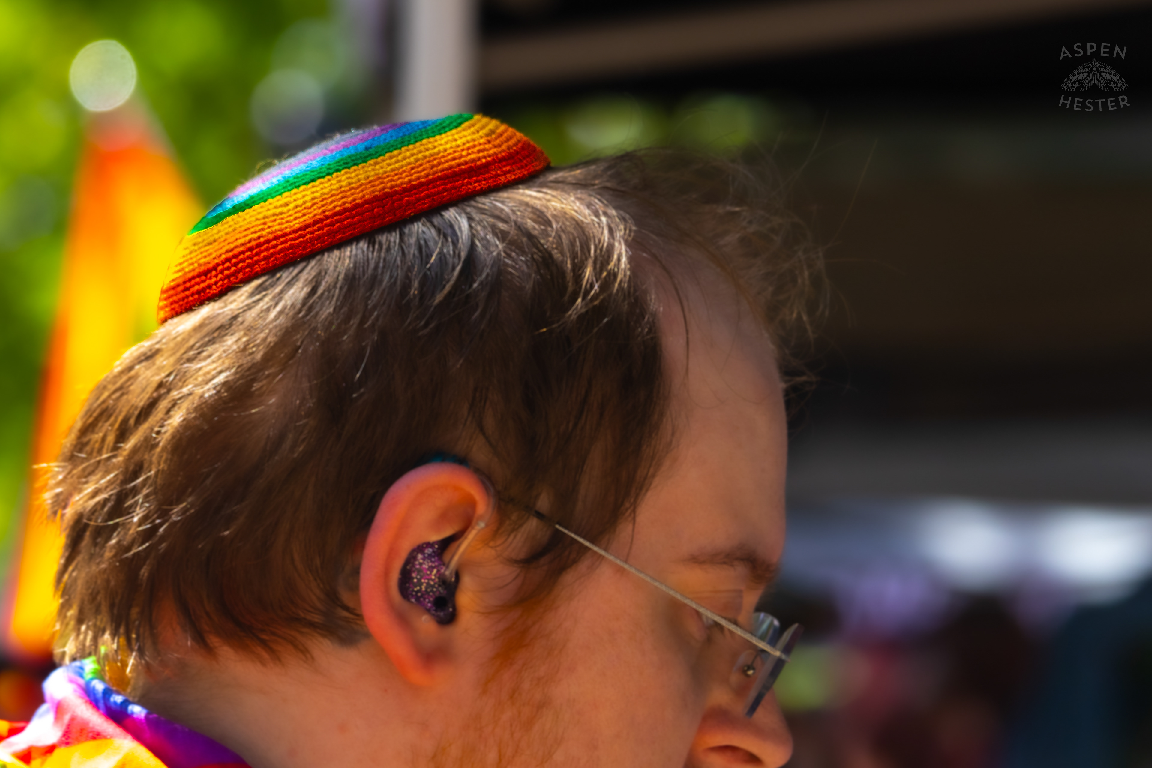 Attendee Sporting A Rainbow Yamaka at The Kentuckiana Pride Festival. June 15th, 2024/Aspen Hester