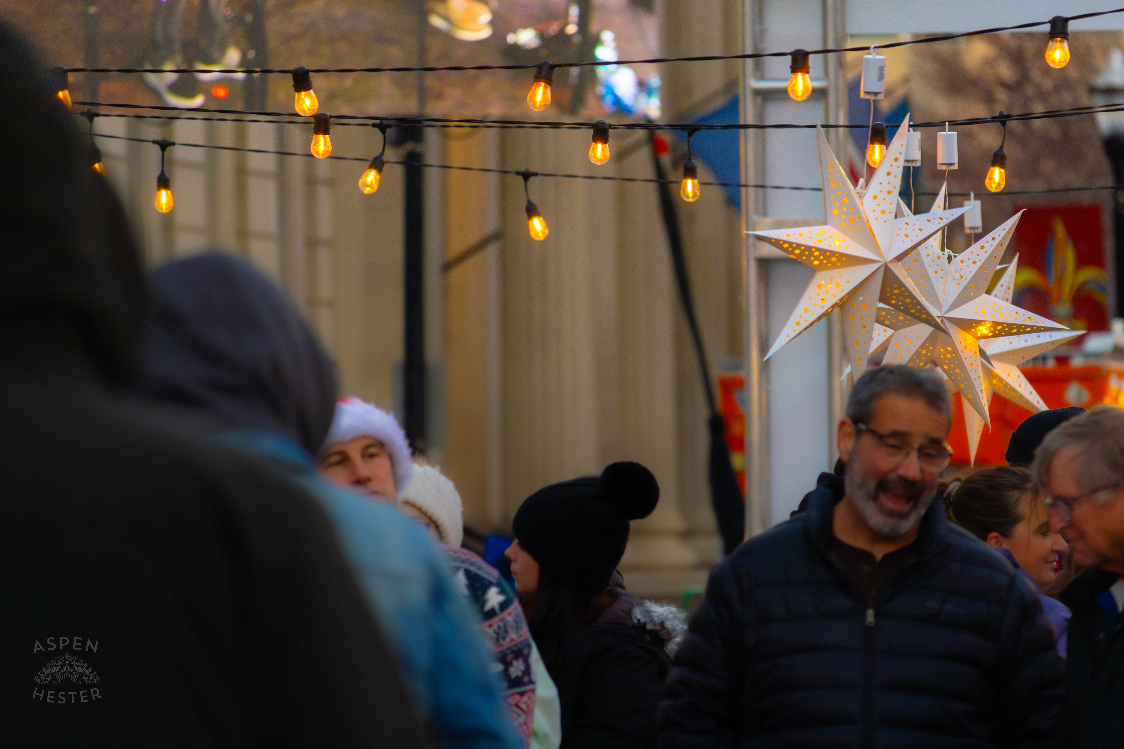 People Walking Under The Lights and Stars at The Light Up Louisville 2024 Festivities. December 7th, 2024/Aspen Hester