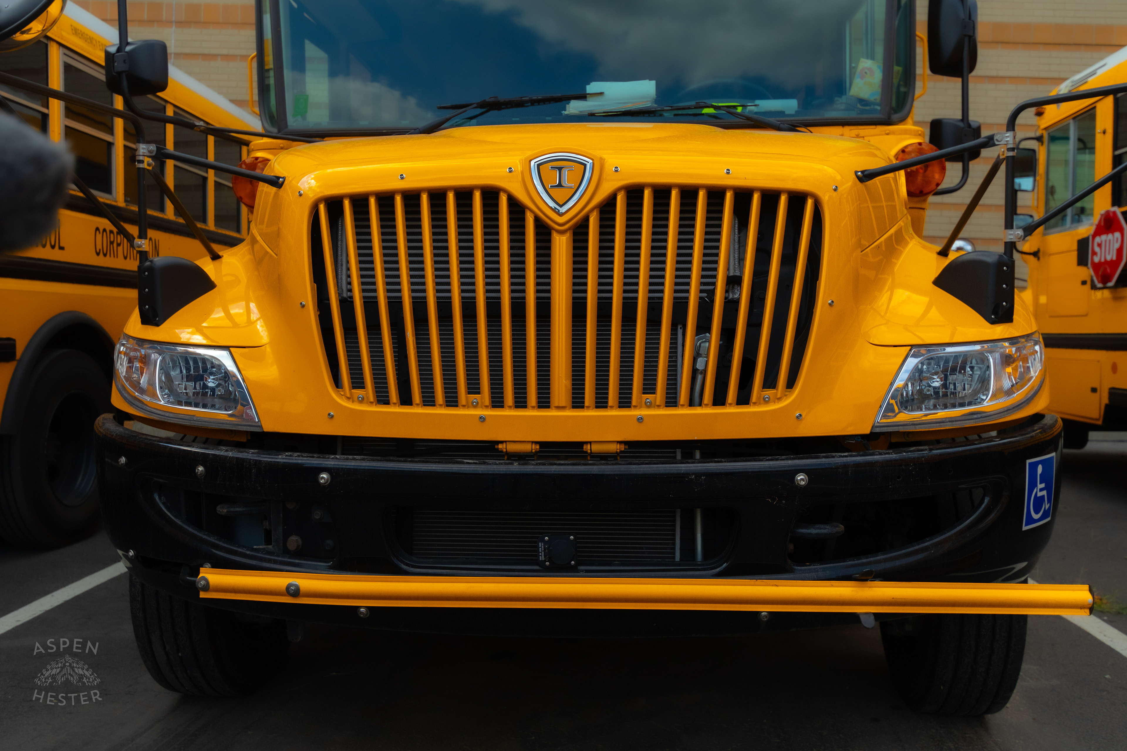 Clarksville Community School Cooperation Bus Sitting on The Lot. August 14th, 2024/Aspen Hester