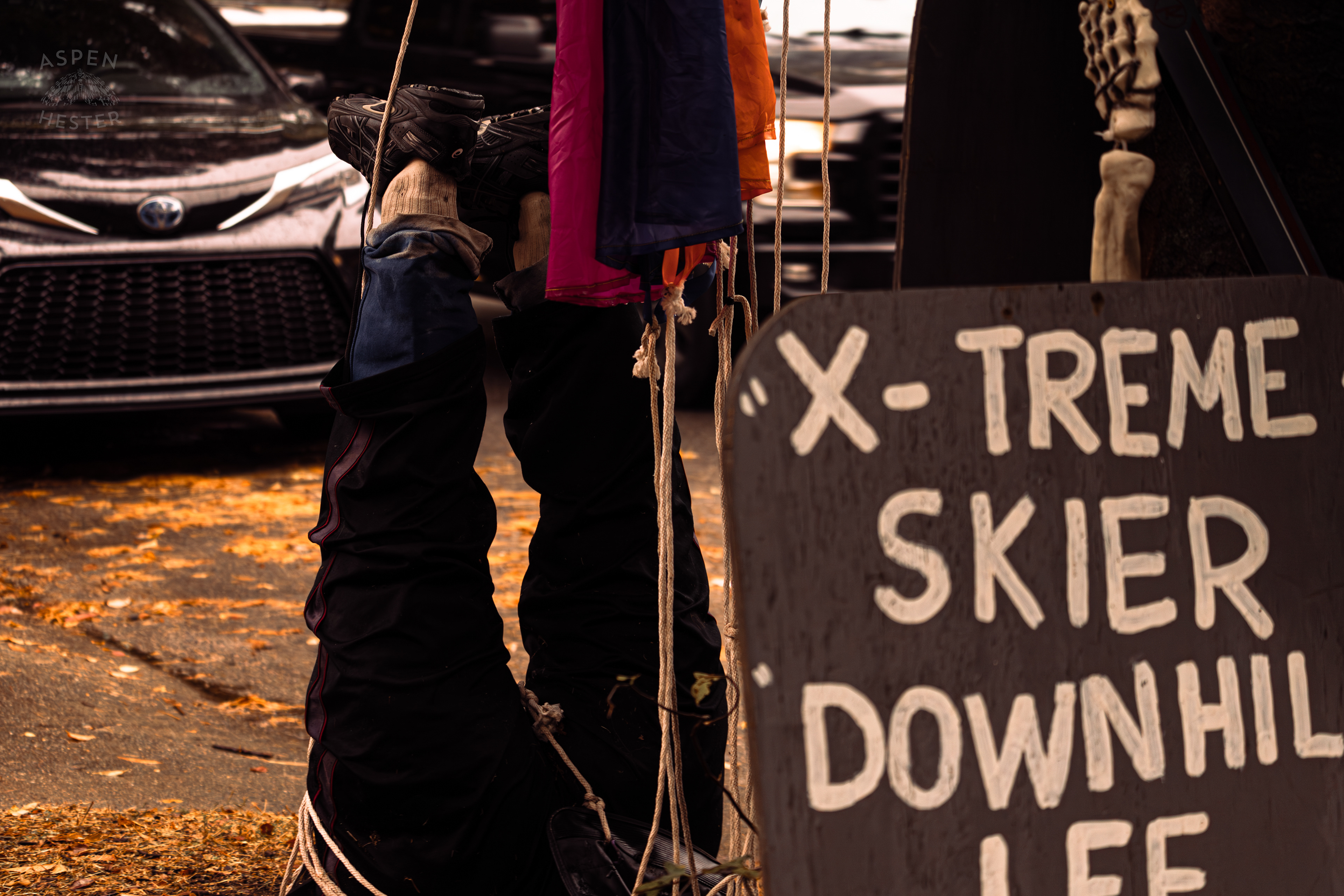 Extreme Skier Downhill Lee Along Hillcrest Avenue on Halloween Night. October 31st, 2024/Aspen Hester