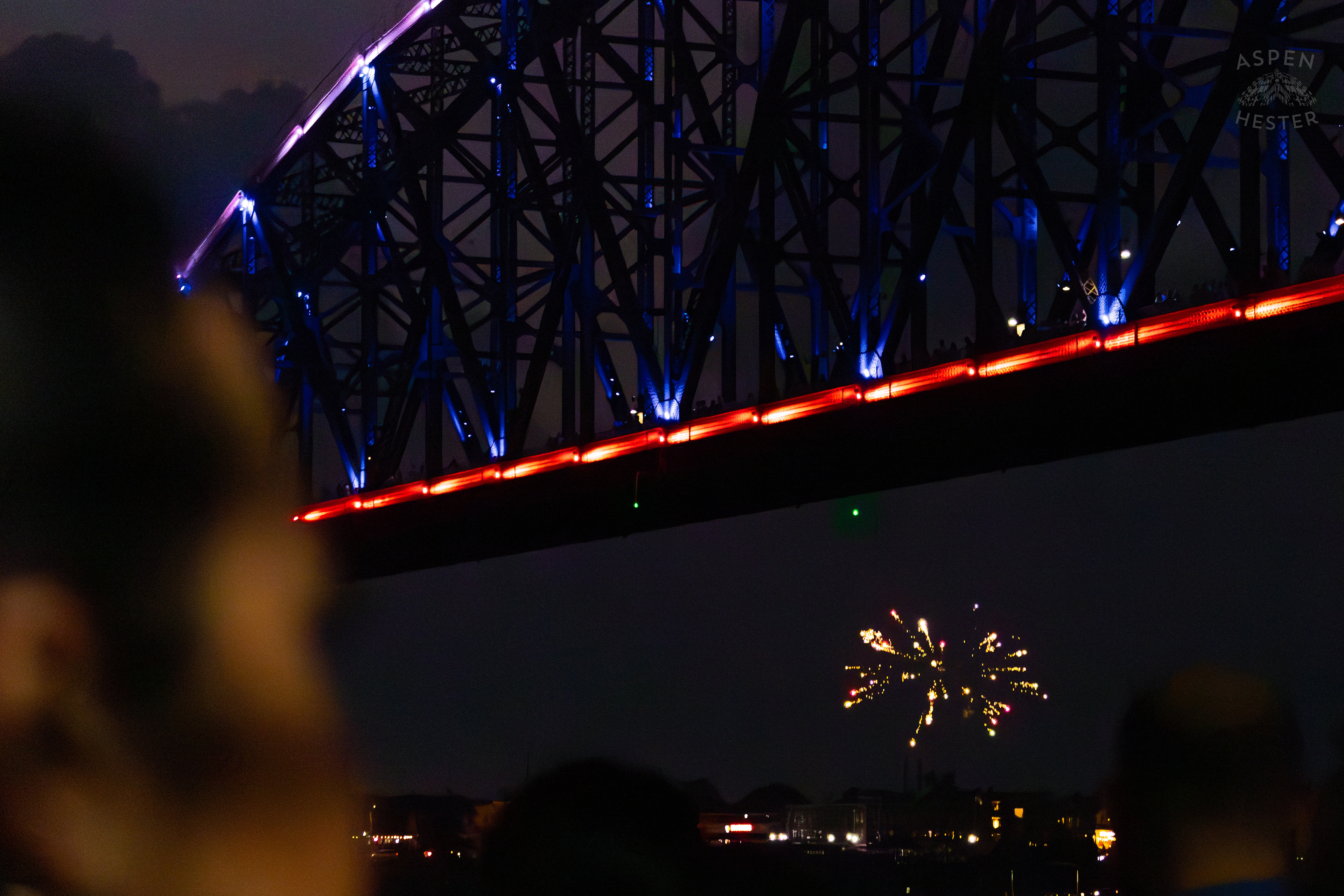 Fireworks from Jeffersonville Before the Show at Waterfront Park Fourth of July. July 4th, 2024/Aspen Hester
