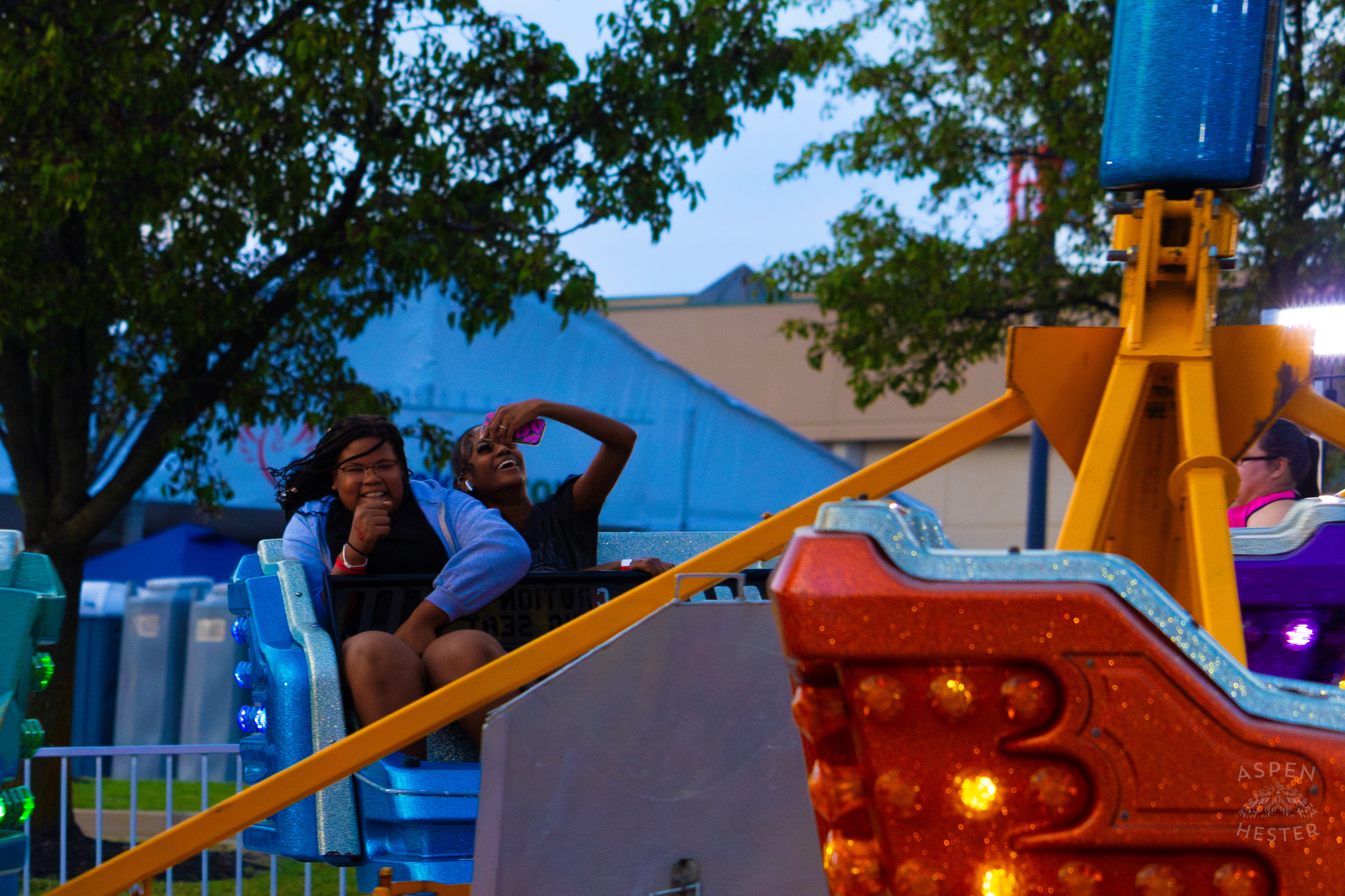 Fair Goers Spinning Around on A Ride at The 120th Kentucky State Fair. July 15th, 2024/Aspen Hester