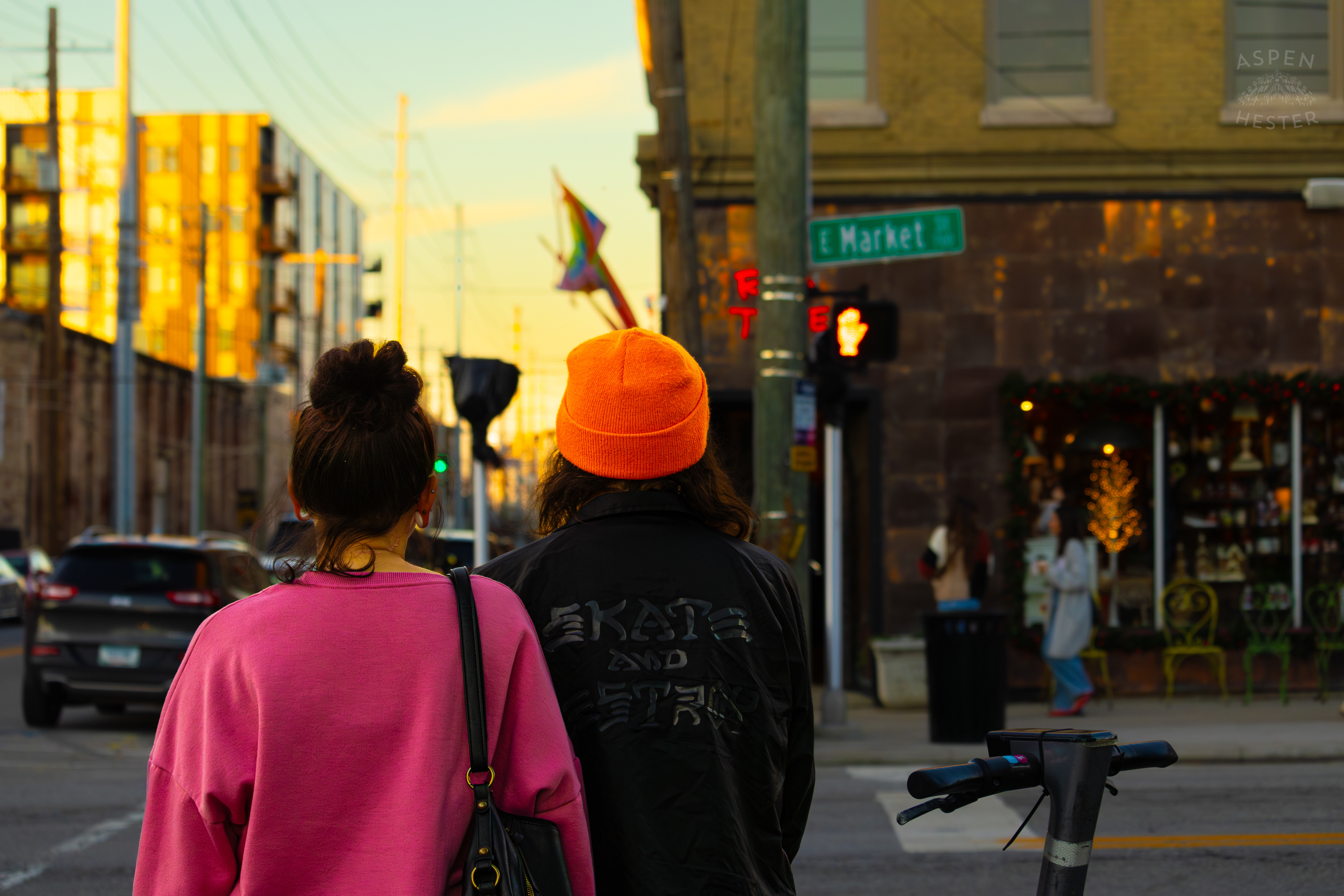 People Waiting to Cross Market Street In Nulu on A Saturday Evening. November 14th, 2024/Aspen Hester