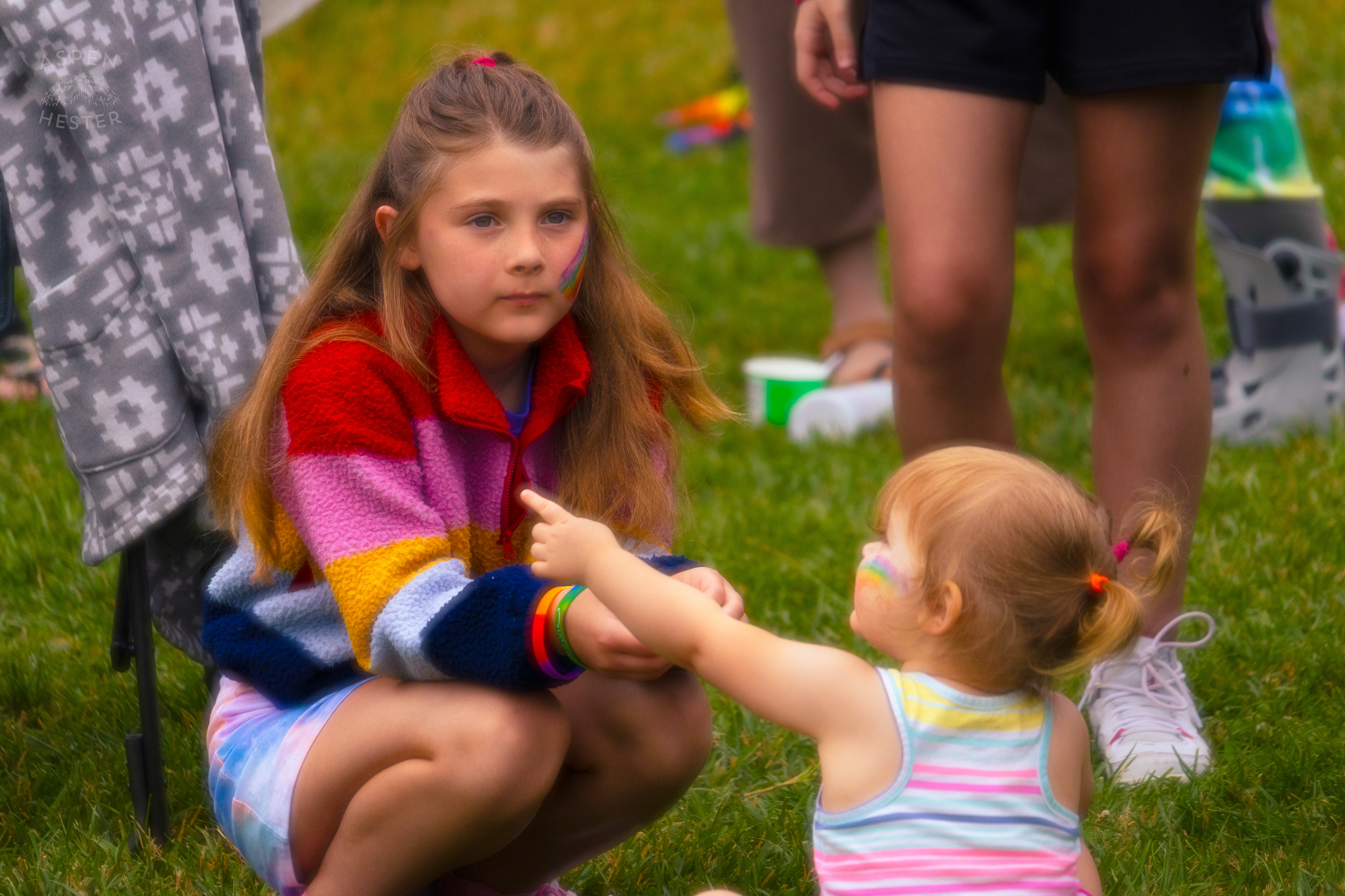 Two Young Children Celebrating at Southern Indiana Pride. June 1st, 2024/Aspen Hester