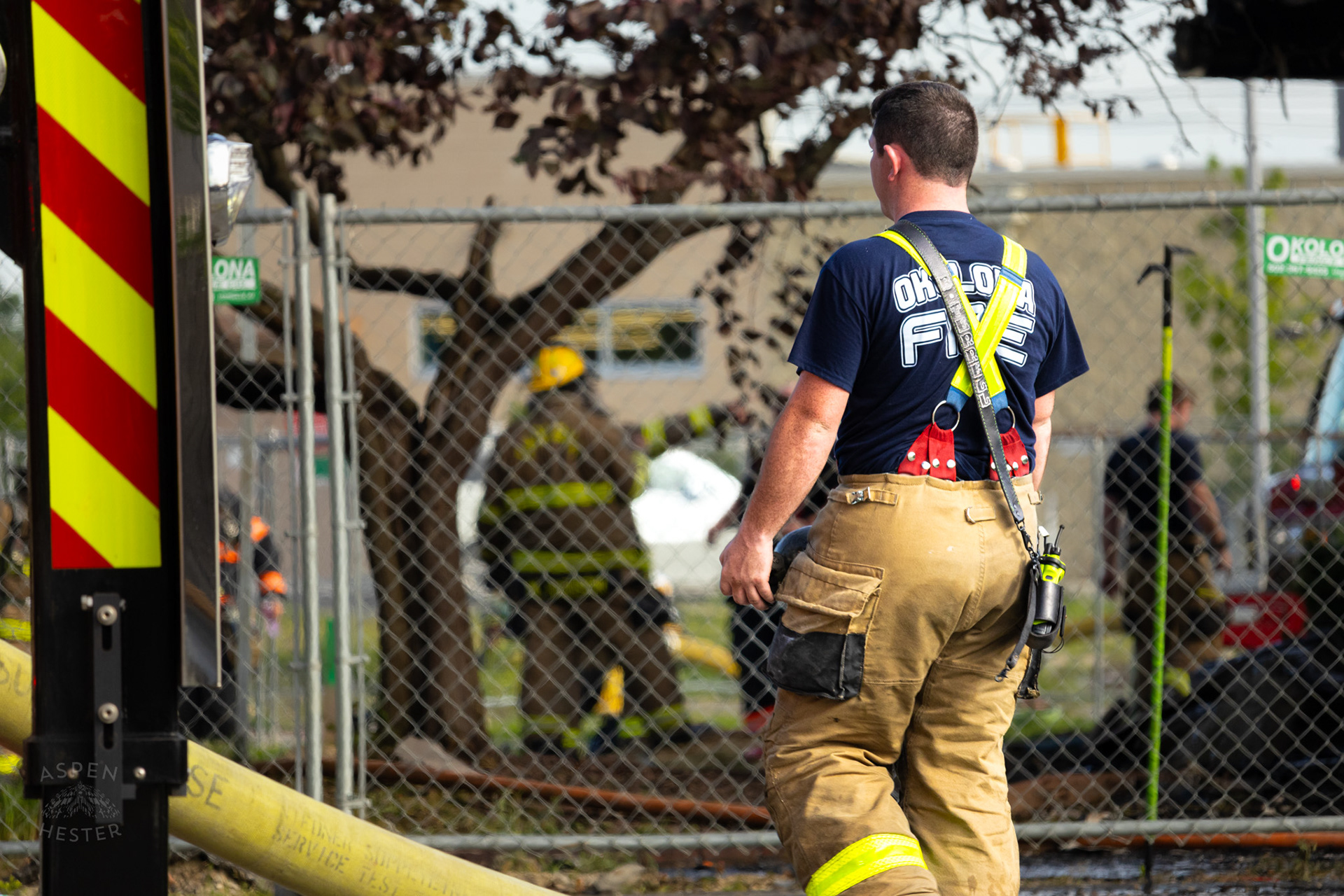 Okolona Firefighter Battling Flames at The Old Library on Preston Highway. May 31st, 2024/Aspen Hester