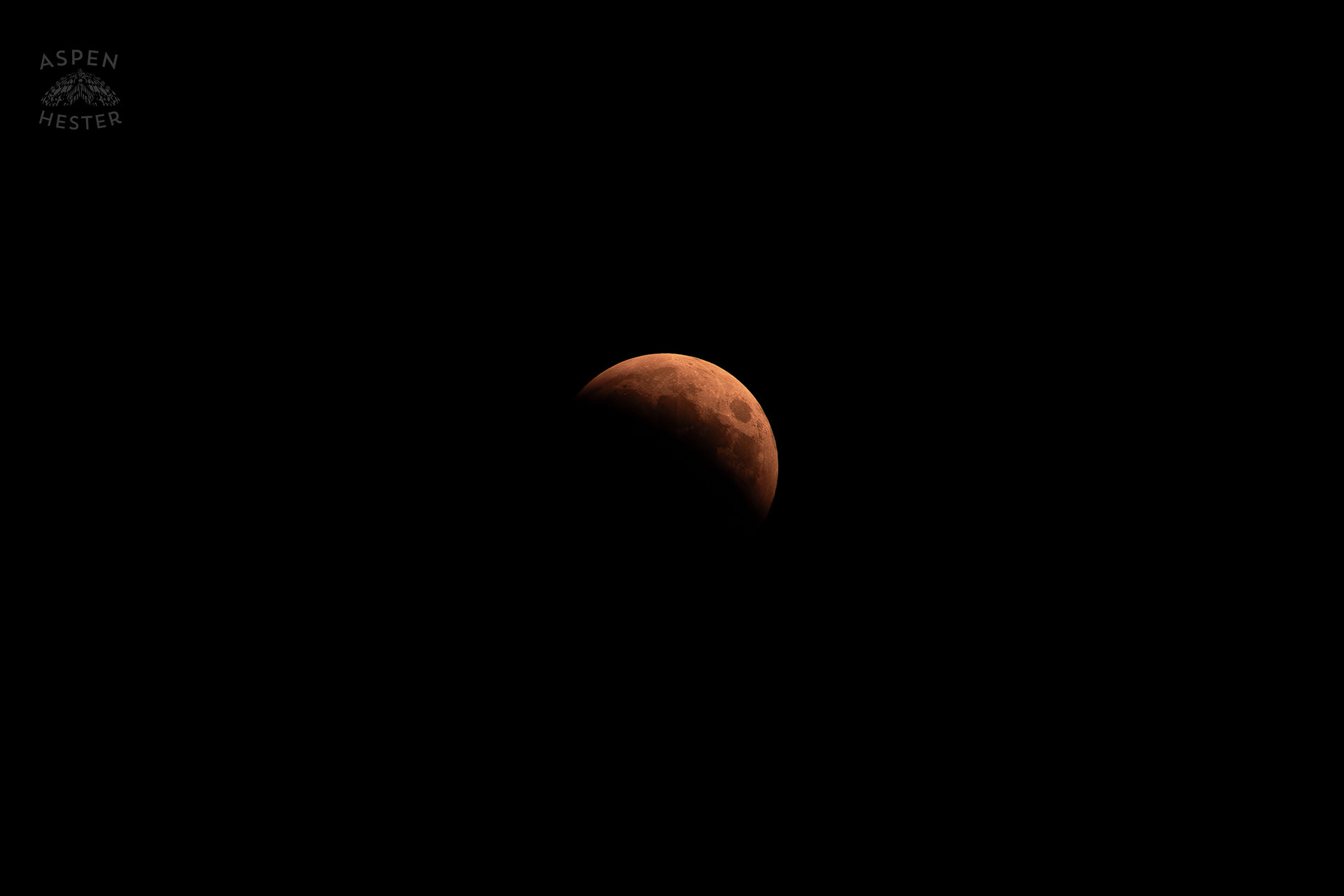 March 2025’s Lunar Eclipse Over A Blood Moon at 1:54am, and 32 Minutes Before The Total Eclipse Begins. March 14th, 2025/Aspen Hester