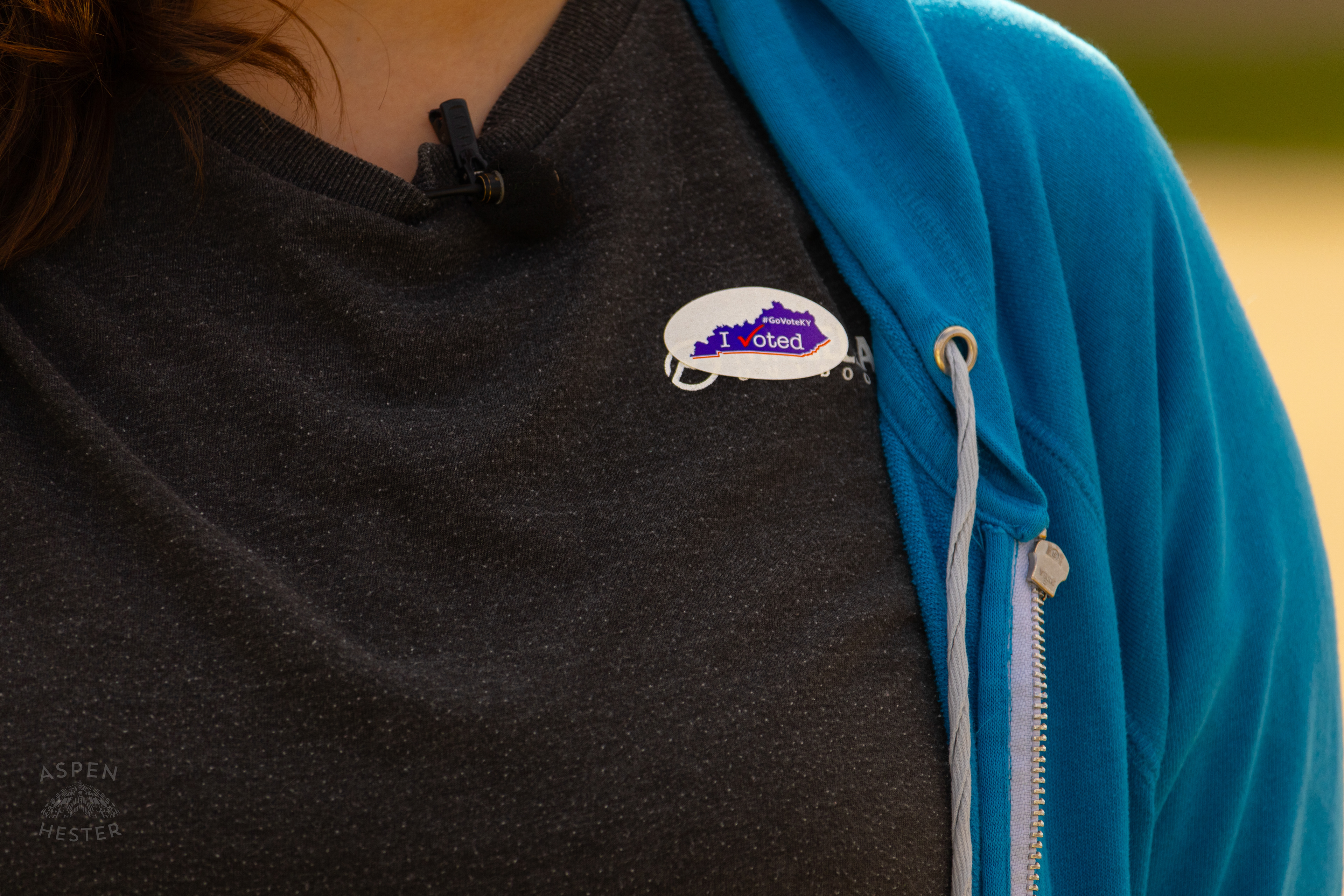 Voter Proudly Wearing “I Voted” Sticker for The 2024 Election in Hardin County. November 5th, 2024/Aspen Hester