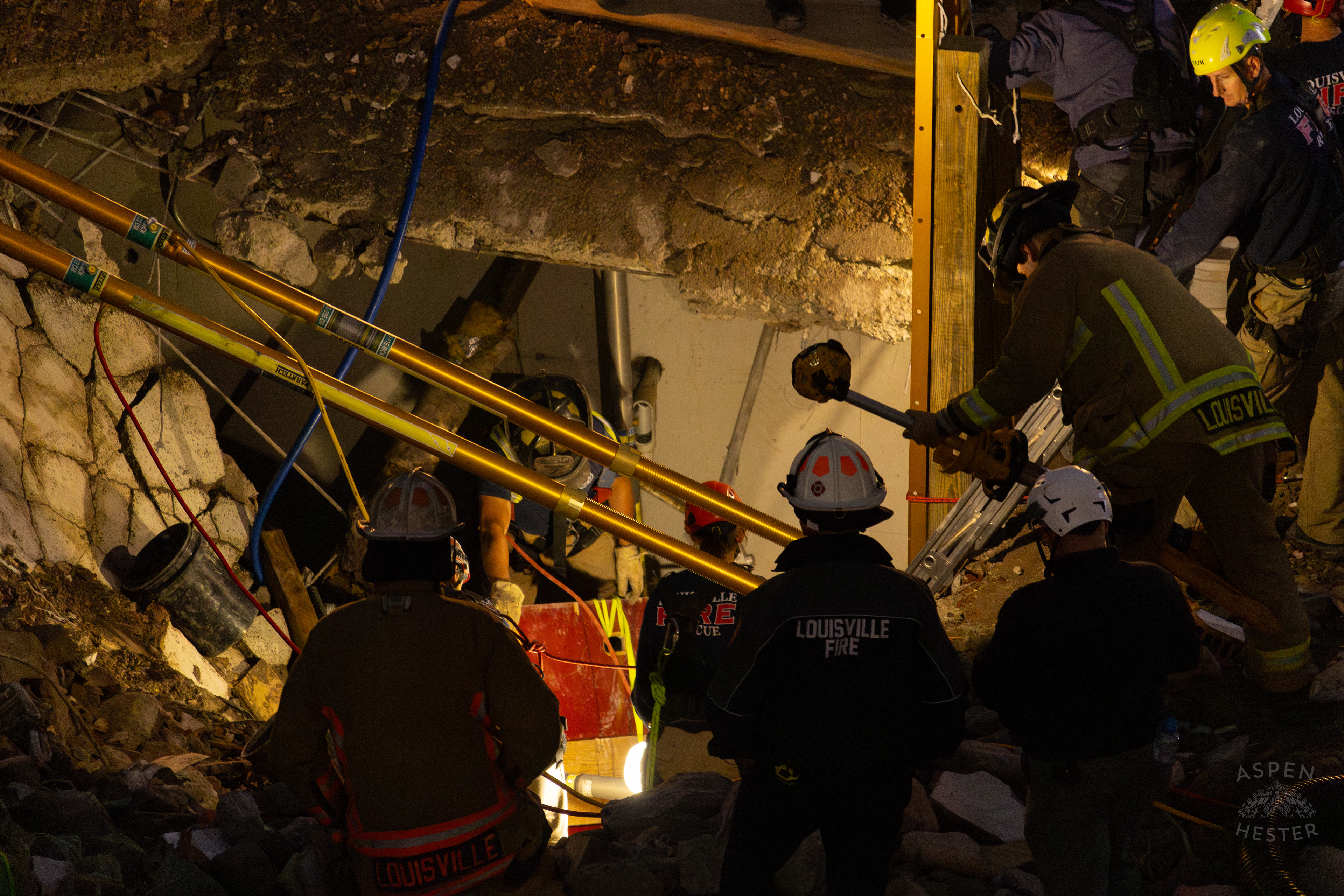 Crew Members Working Above Ground During the 8+ Hour LFD Effort to Free A Trapped Demo Worker. November 11th, 2024/Aspen Hester