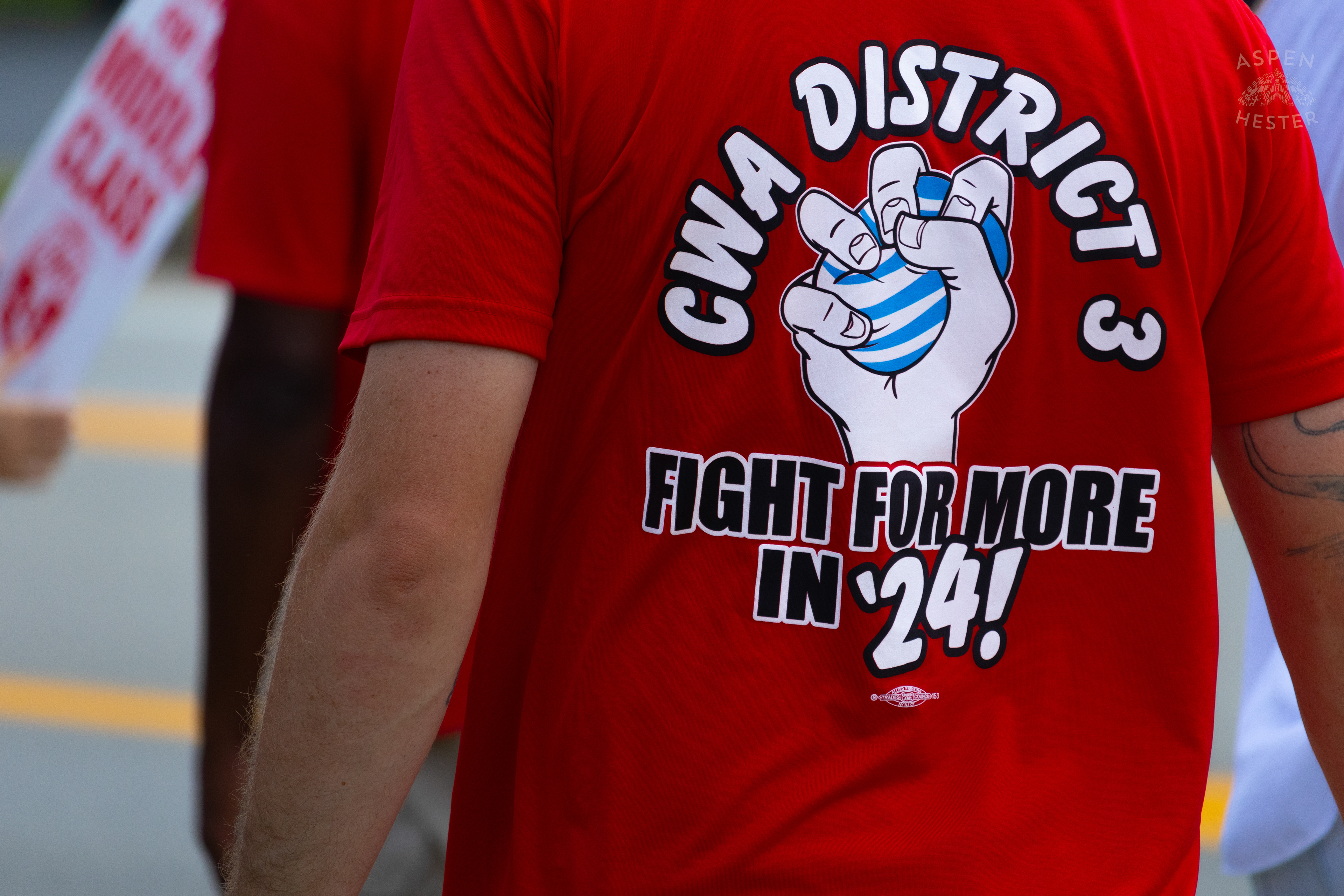 Member of The Communication Workers of America Union Strikes Against AT&T for Fair Pay and Benefits. August 18th, 2024/Aspen Hester