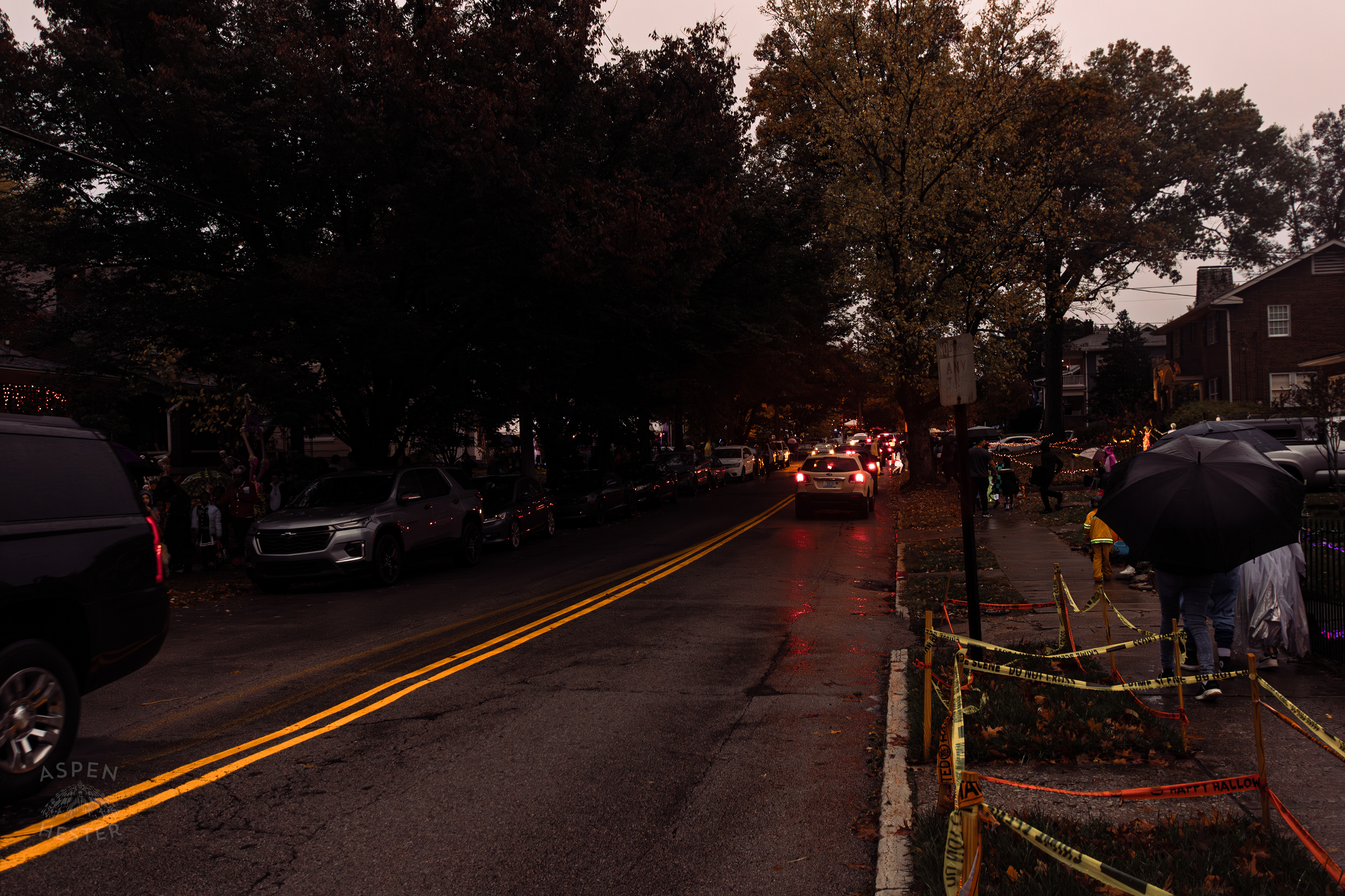 Fright Seekers and Trick Or Treaters Clogging the Street and Sidewalks Along Hillcrest Avenue on Halloween Night. October 31st, 2024/Aspen Hester