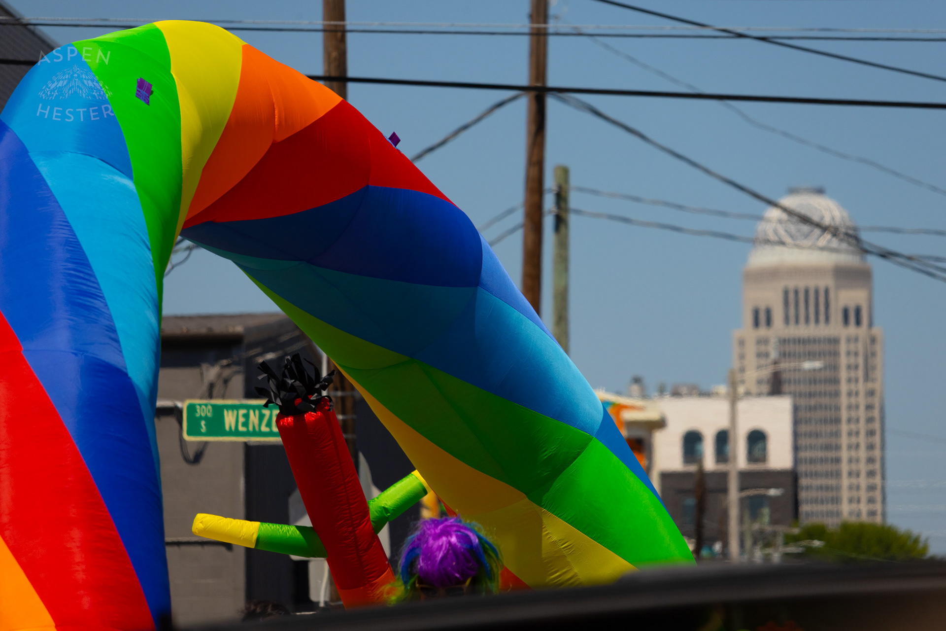 The Kentuckiana Pride Parade Shadowed by The Mercer Dome. June 15th, 2024/Aspen Hester