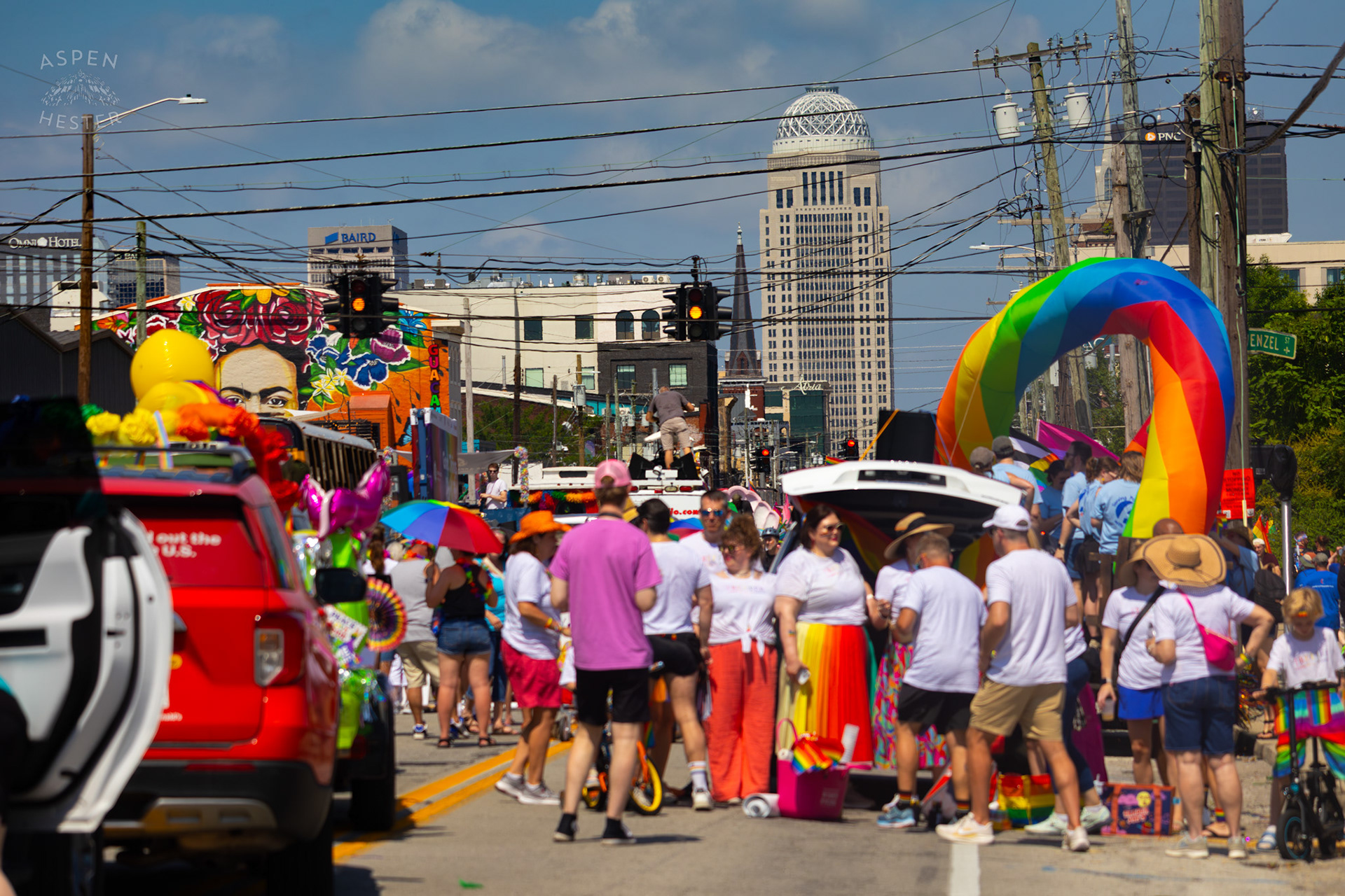 The Annual Parade Lining Up On Market Street for Kentuckiana Pride 2025. June 21th, 2025/Aspen Hester 