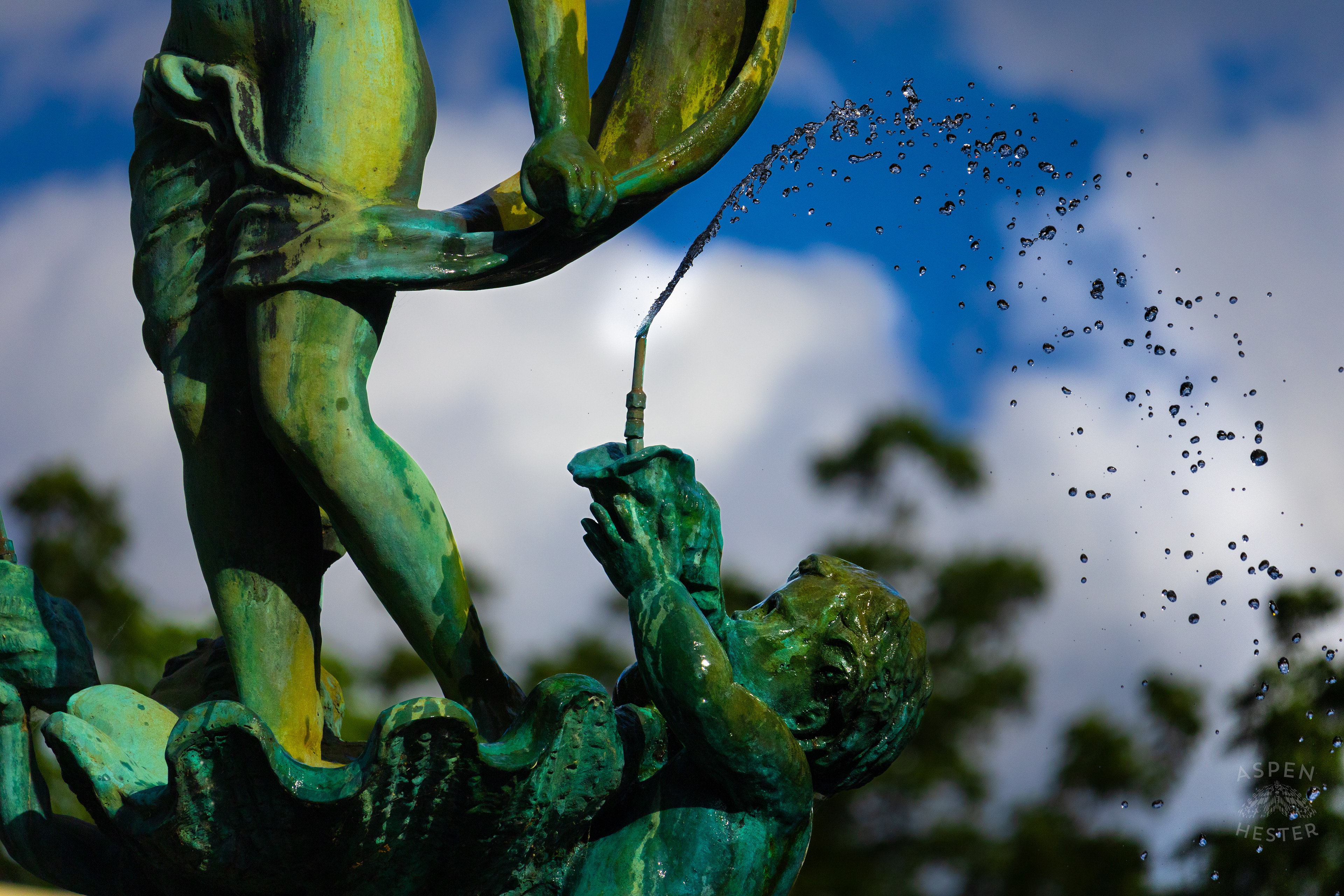 Cherub on The St James Court Fountain. June 6th, 2024/Aspen Hester
